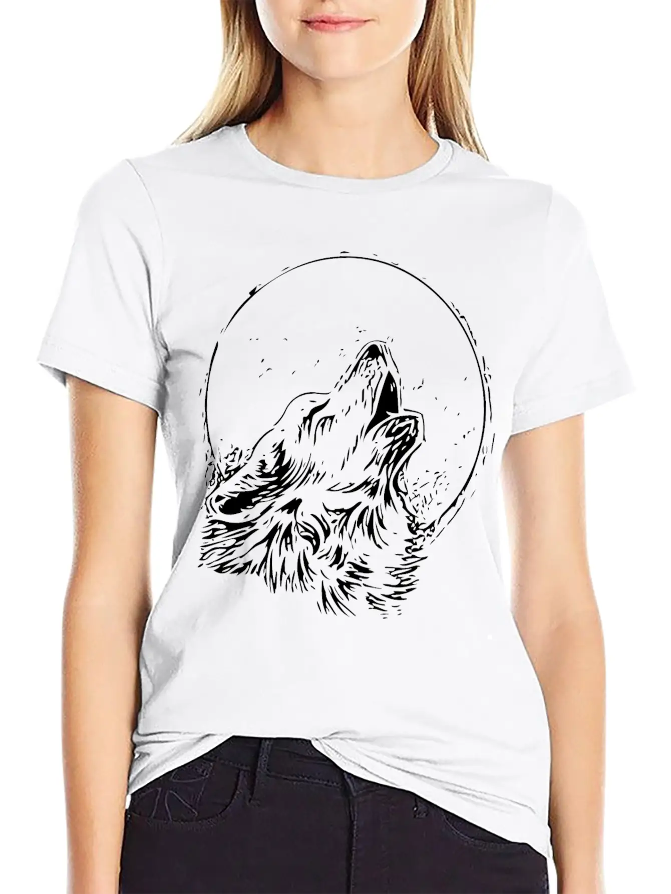 Cool Wolf Vector Image Design 005 Stylish Everyday T-Shirt – Unisex Basic Cotton Tee