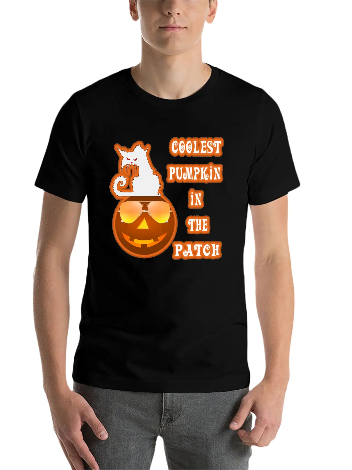 Coolest Pumpkin In The Patch Halloween Unisex Short Sleeve Soft Cotton T-Shirt – Casual Everyday Wear