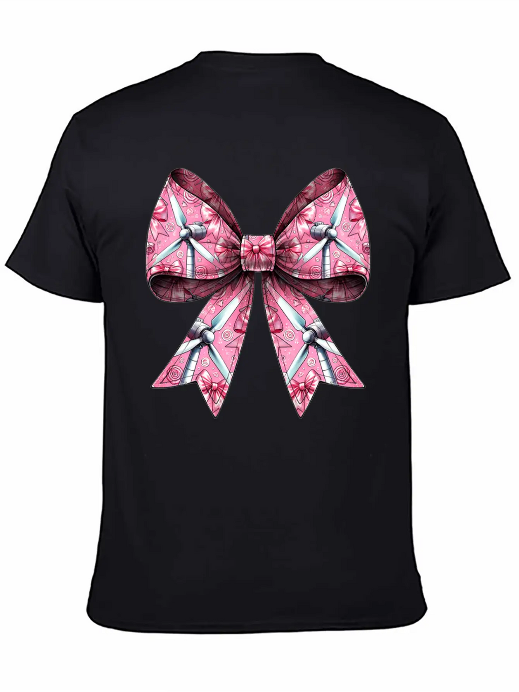 Coquette Bow Wind Turbine Pattern Windmill Unisex Casual T-Shirt – Clean Design For Daily Comfort