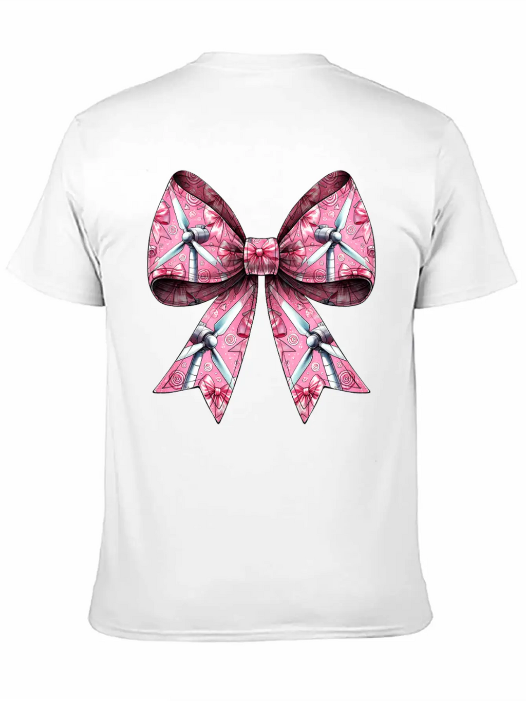 Coquette Bow Wind Turbine Pattern Windmill Unisex Casual T-Shirt – Clean Design For Daily Comfort