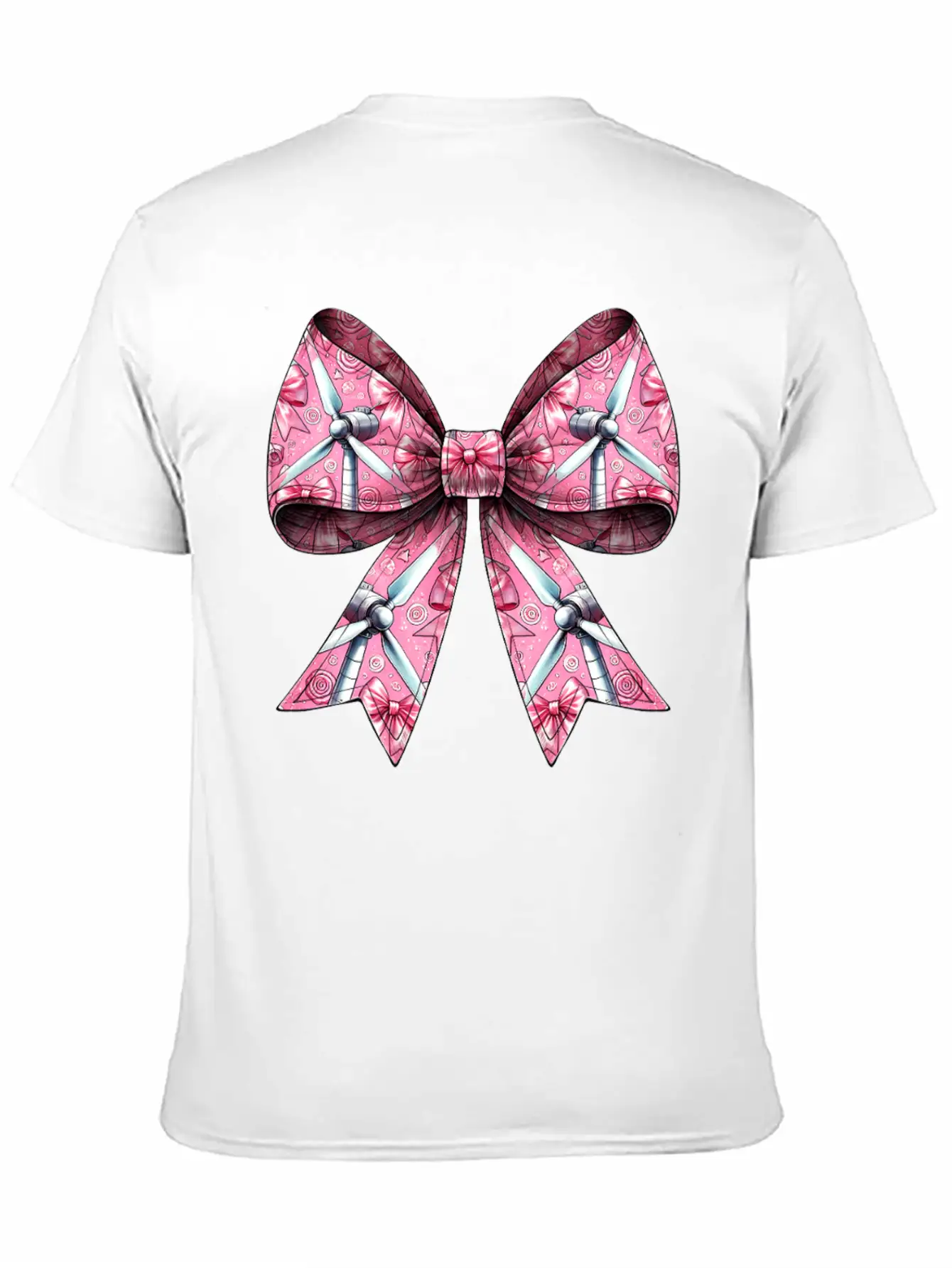 Coquette Bow Wind Turbine Pattern Windmill Unisex Casual T-Shirt – Clean Design For Daily Comfort