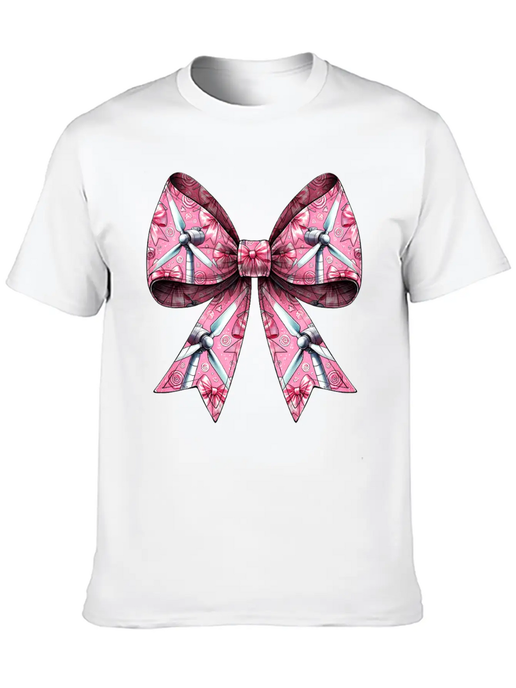 Coquette Bow Wind Turbine Pattern Windmill Unisex Casual T-Shirt – Clean Design For Daily Comfort