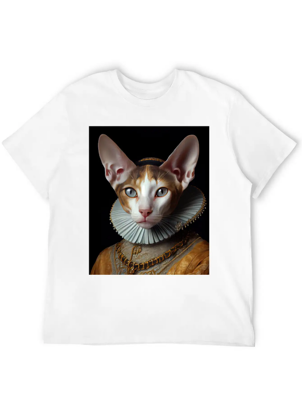 Cornish Rex Queen Cat Breed Portrait Royal Renaiss Breathable Soft Cotton T-Shirt – Timeless Casual Look