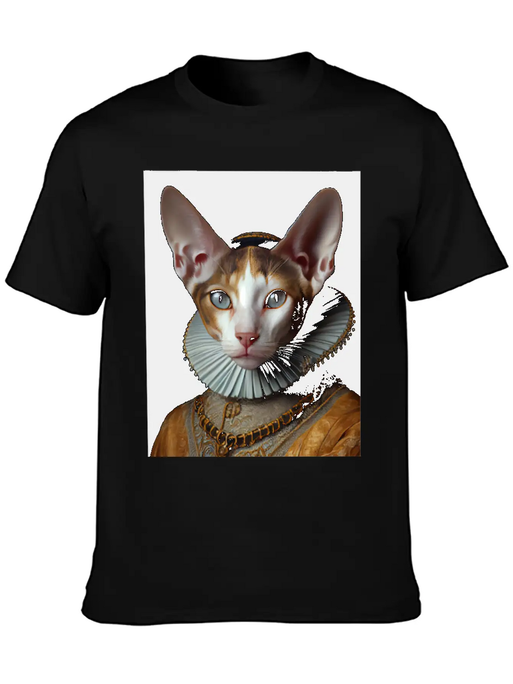 Cornish Rex Queen Cat Breed Portrait Royal Renaiss Breathable Soft Cotton T-Shirt – Timeless Casual Look