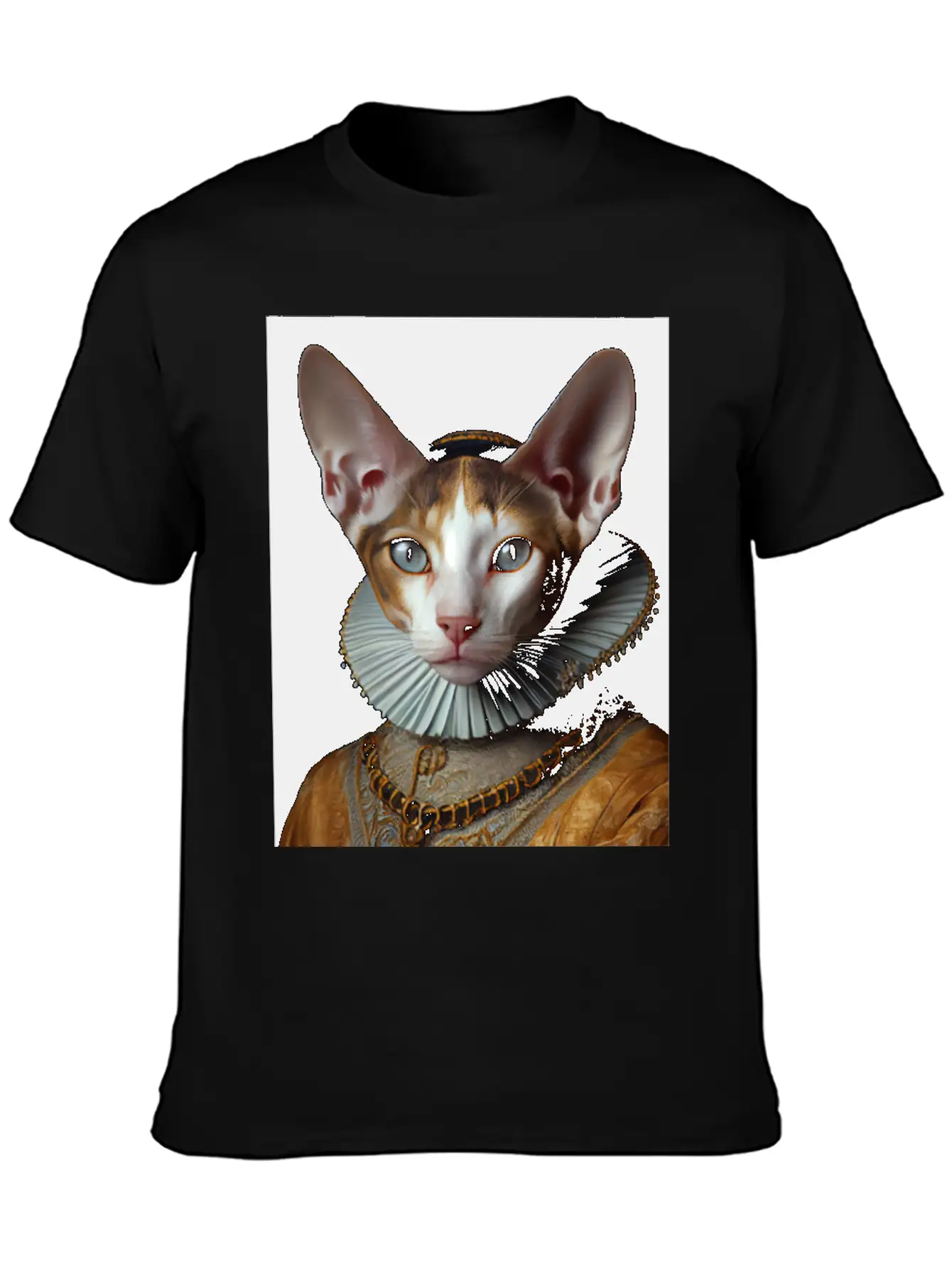 Cornish Rex Queen Cat Breed Portrait Royal Renaiss Breathable Soft Cotton T-Shirt – Timeless Casual Look