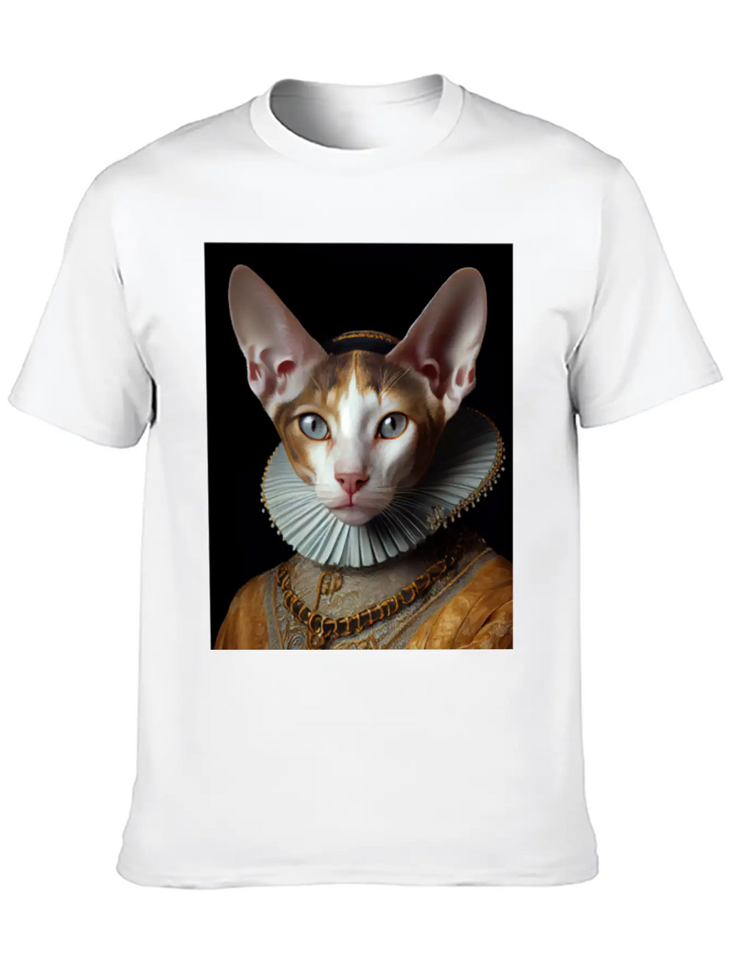 Cornish Rex Queen Cat Breed Portrait Royal Renaiss Breathable Soft Cotton T-Shirt – Timeless Casual Look