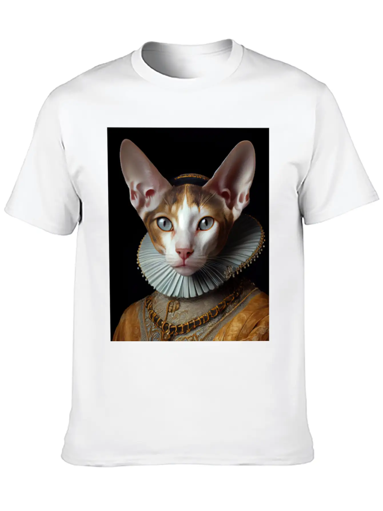 Cornish Rex Queen Cat Breed Portrait Royal Renaiss Breathable Soft Cotton T-Shirt – Timeless Casual Look
