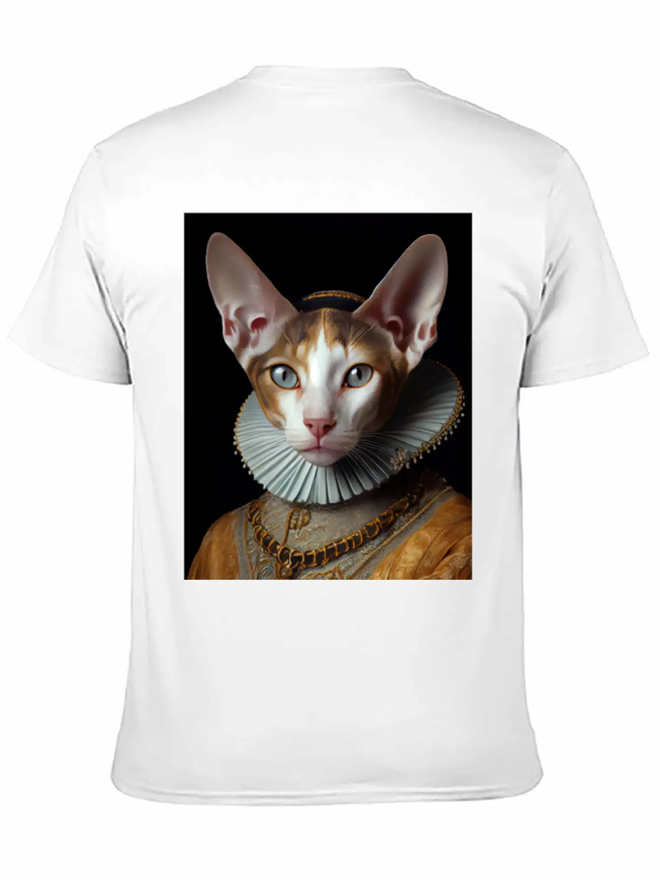 Cornish Rex Queen Cat Breed Portrait Royal Renaiss Breathable Soft Cotton T-Shirt – Timeless Casual Look