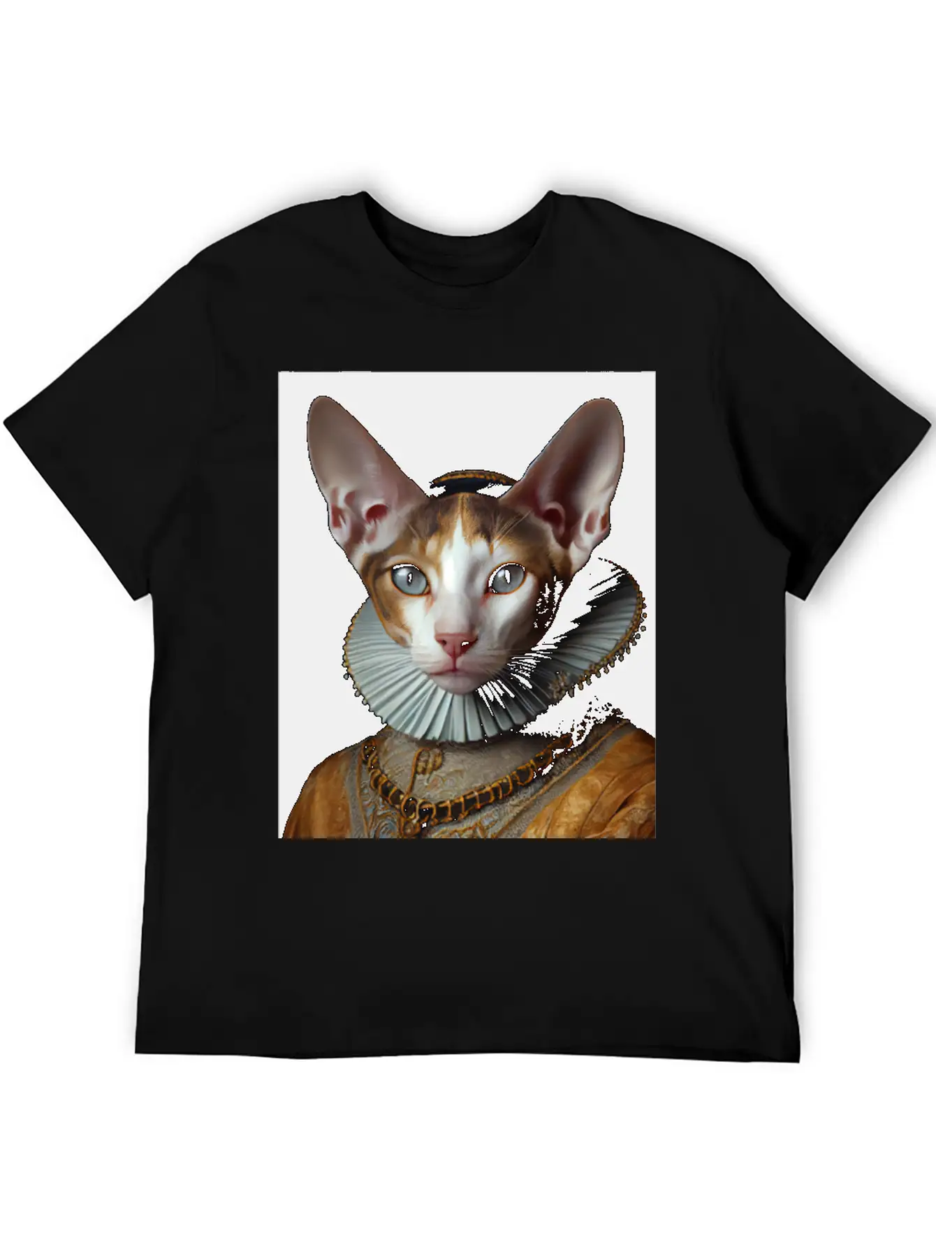 Cornish Rex Queen Cat Breed Portrait Royal Renaiss Breathable Soft Cotton T-Shirt – Timeless Casual Look