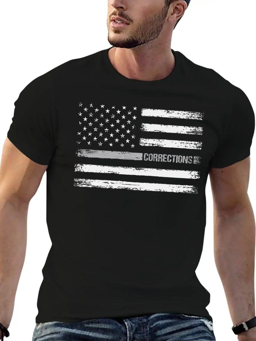 Correctional Officer Thin Silver Line American Fla Unisex Casual T-Shirt – Clean Design For Daily Comfort