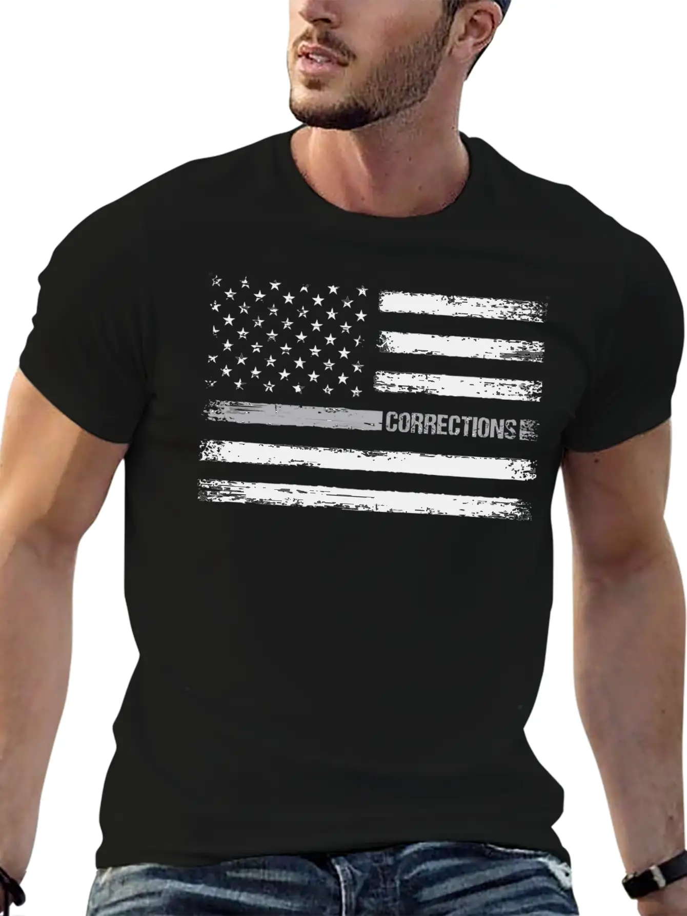 Correctional Officer Thin Silver Line American Fla Unisex Casual T-Shirt – Clean Design For Daily Comfort
