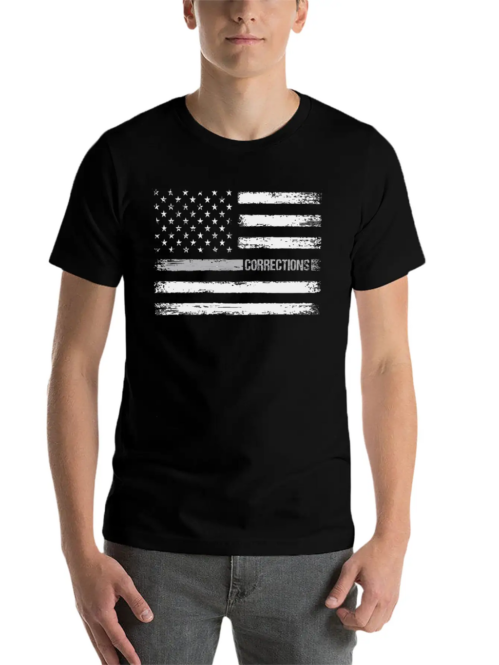 Correctional Officer Thin Silver Line American Fla Unisex Casual T-Shirt – Clean Design For Daily Comfort