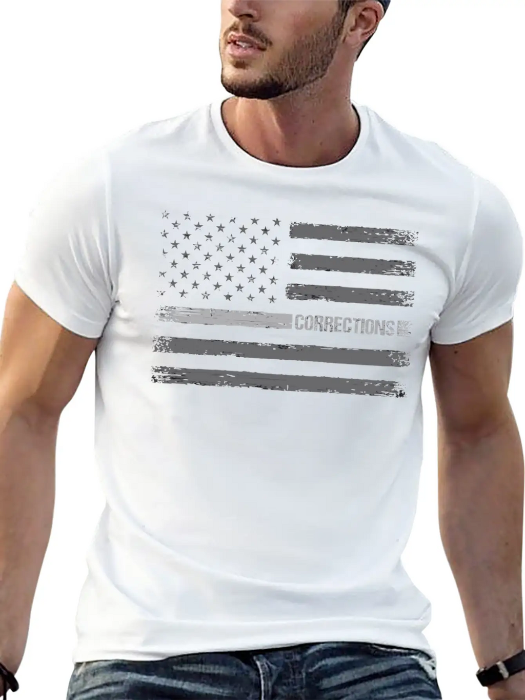 Correctional Officer Thin Silver Line American Fla Unisex Casual T-Shirt – Clean Design For Daily Comfort