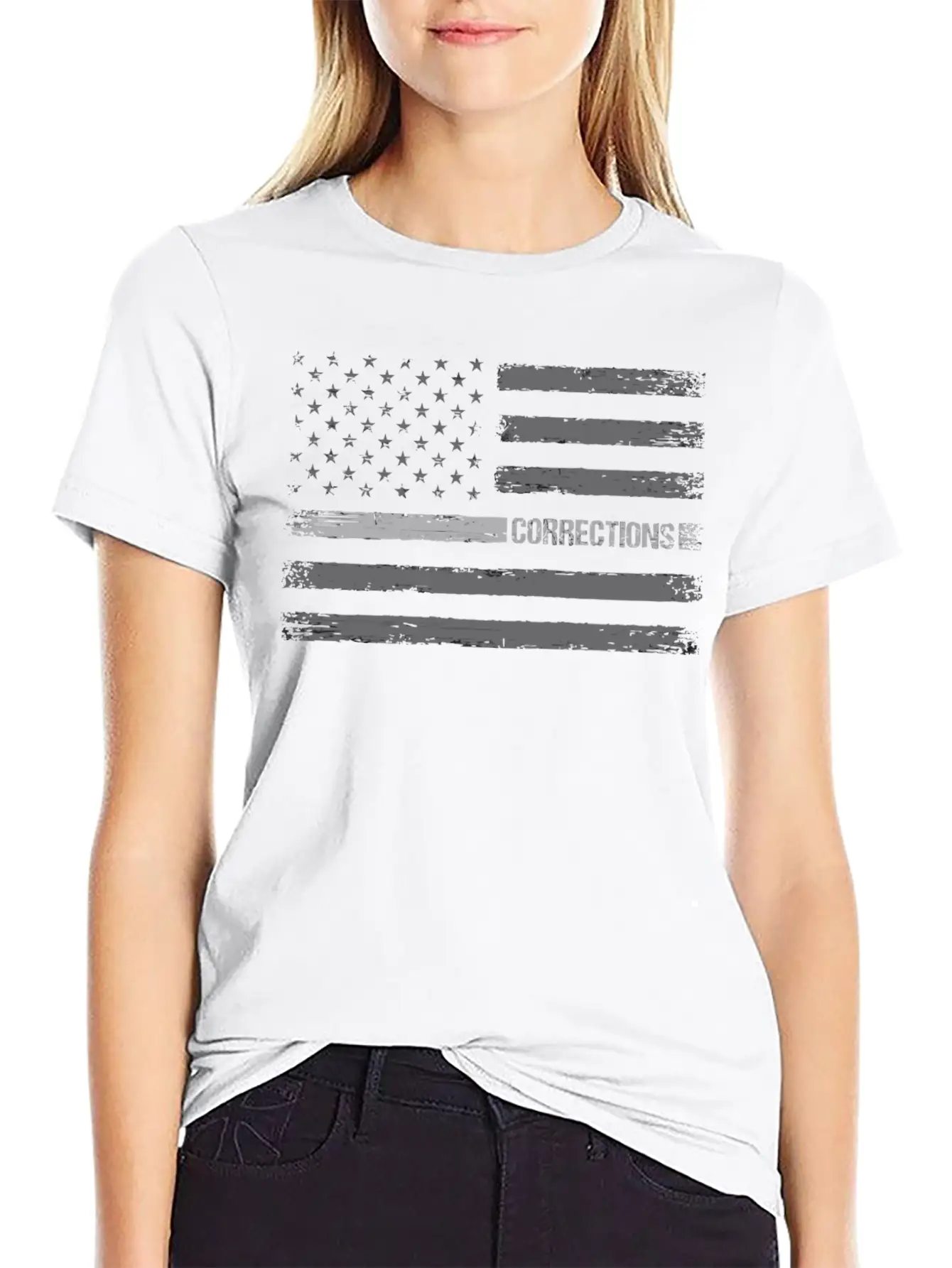 Correctional Officer Thin Silver Line American Fla Unisex Casual T-Shirt – Clean Design For Daily Comfort