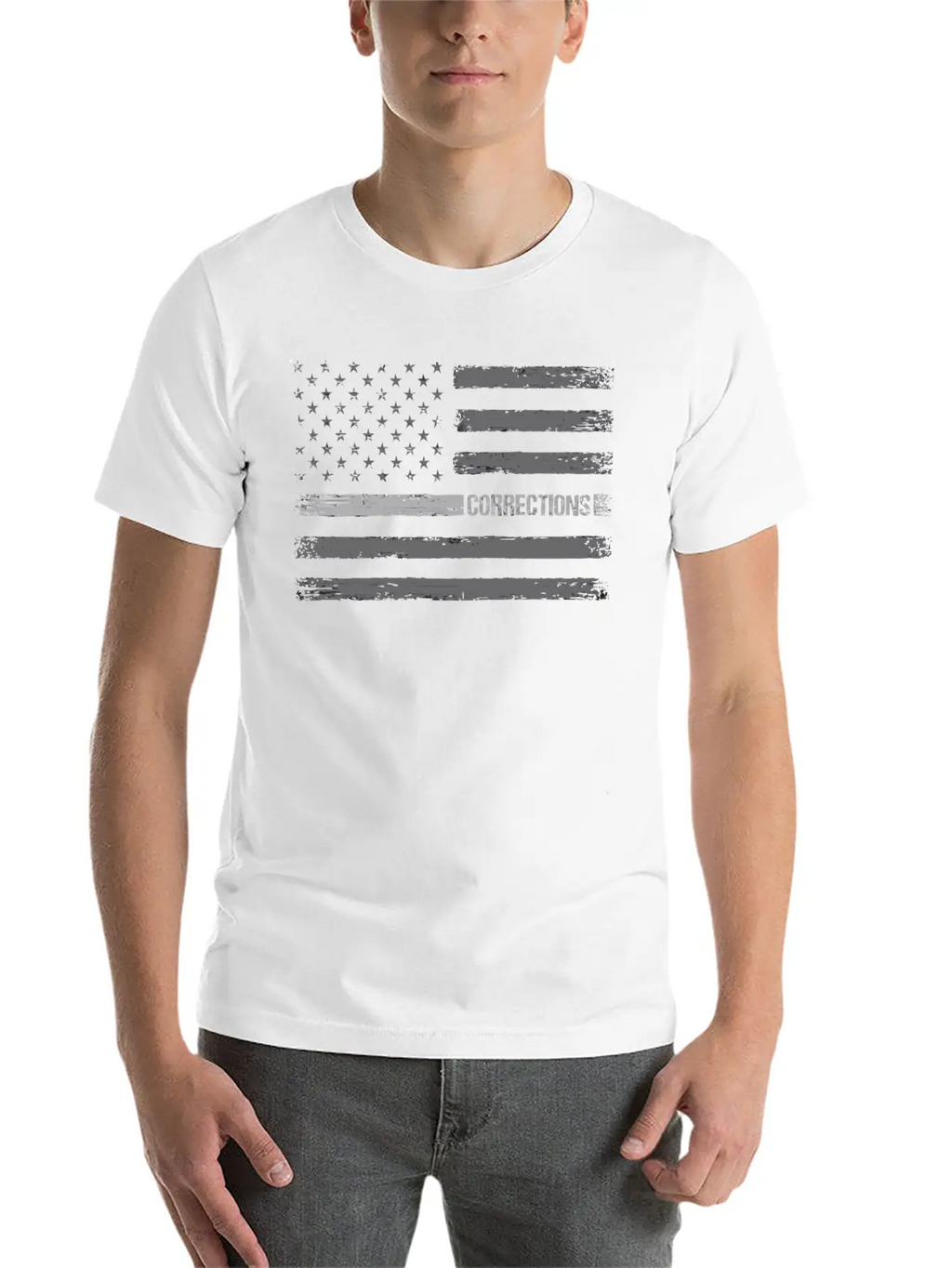 Correctional Officer Thin Silver Line American Fla Unisex Casual T-Shirt – Clean Design For Daily Comfort