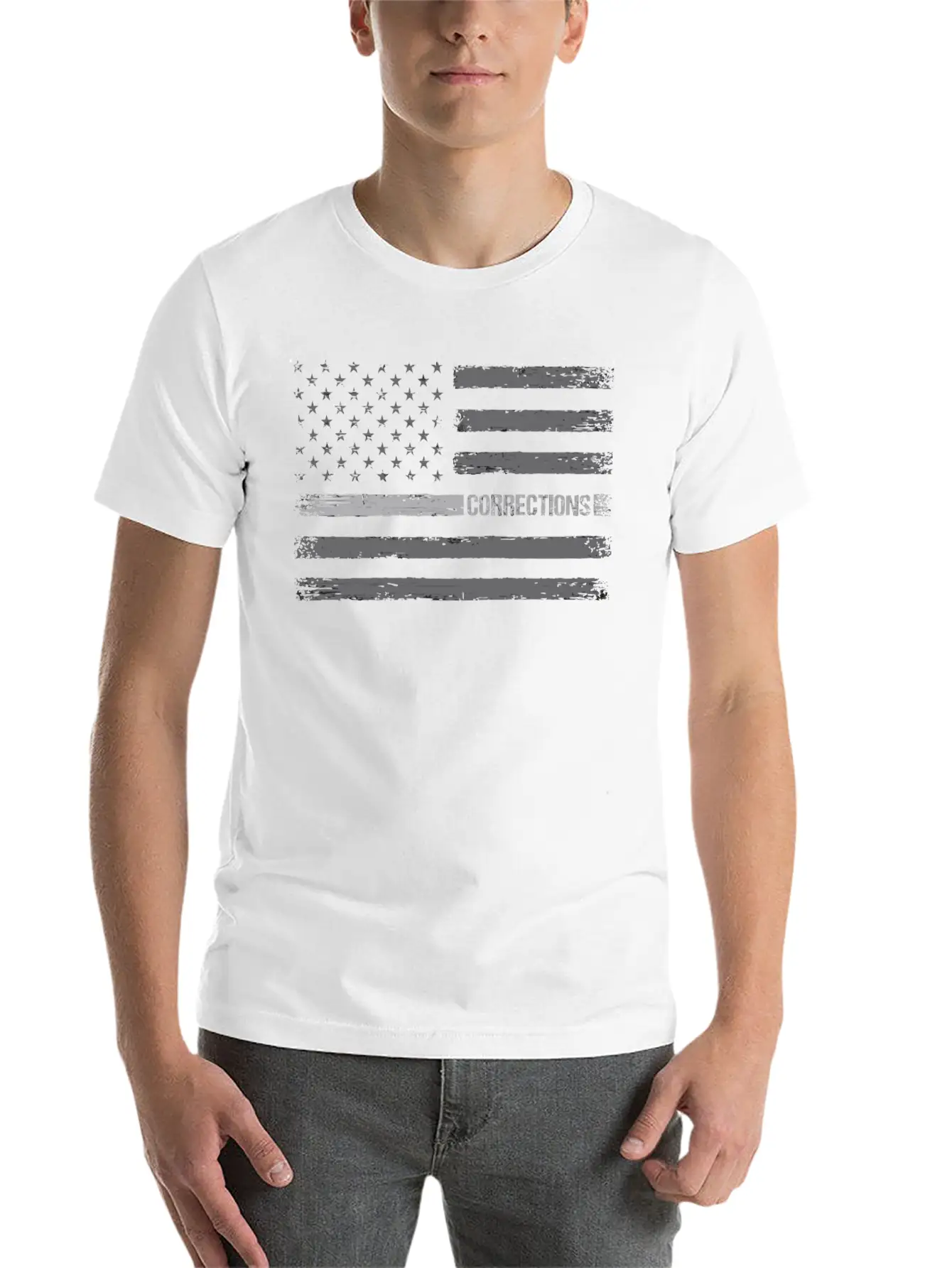 Correctional Officer Thin Silver Line American Fla Unisex Casual T-Shirt – Clean Design For Daily Comfort