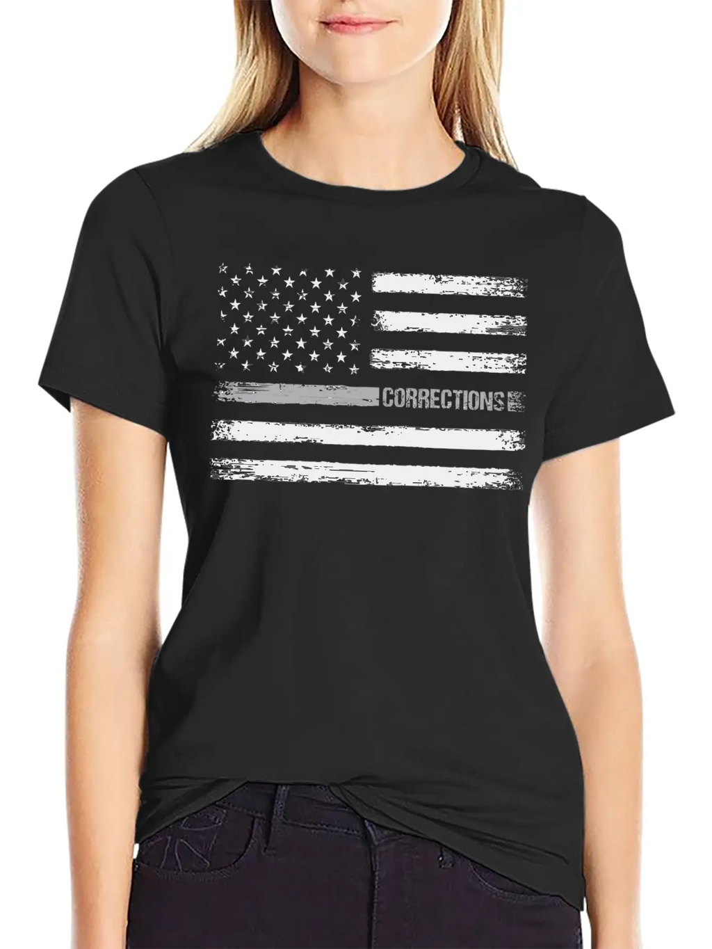 Correctional Officer Thin Silver Line American Fla Unisex Casual T-Shirt – Clean Design For Daily Comfort