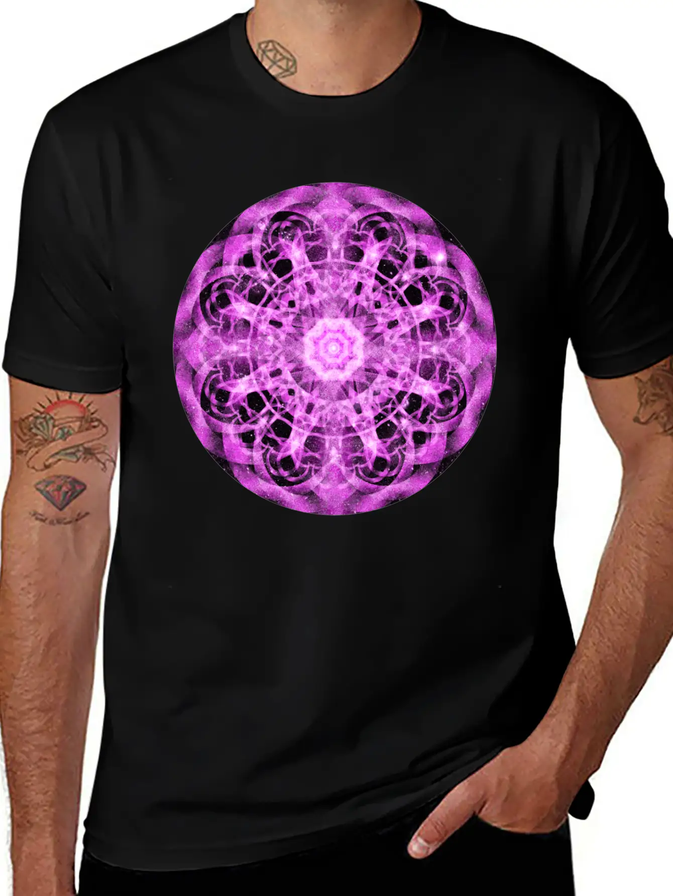 Cosmic Symmetry Mandala Casual Graphic T-Shirt – Simple And Comfortable Daily Wear