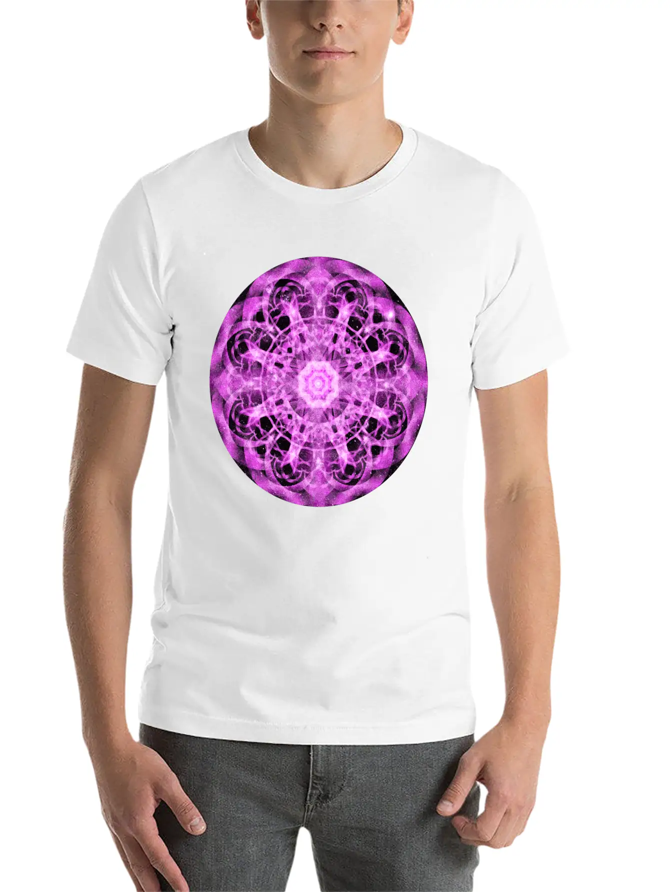Cosmic Symmetry Mandala Casual Graphic T-Shirt – Simple And Comfortable Daily Wear