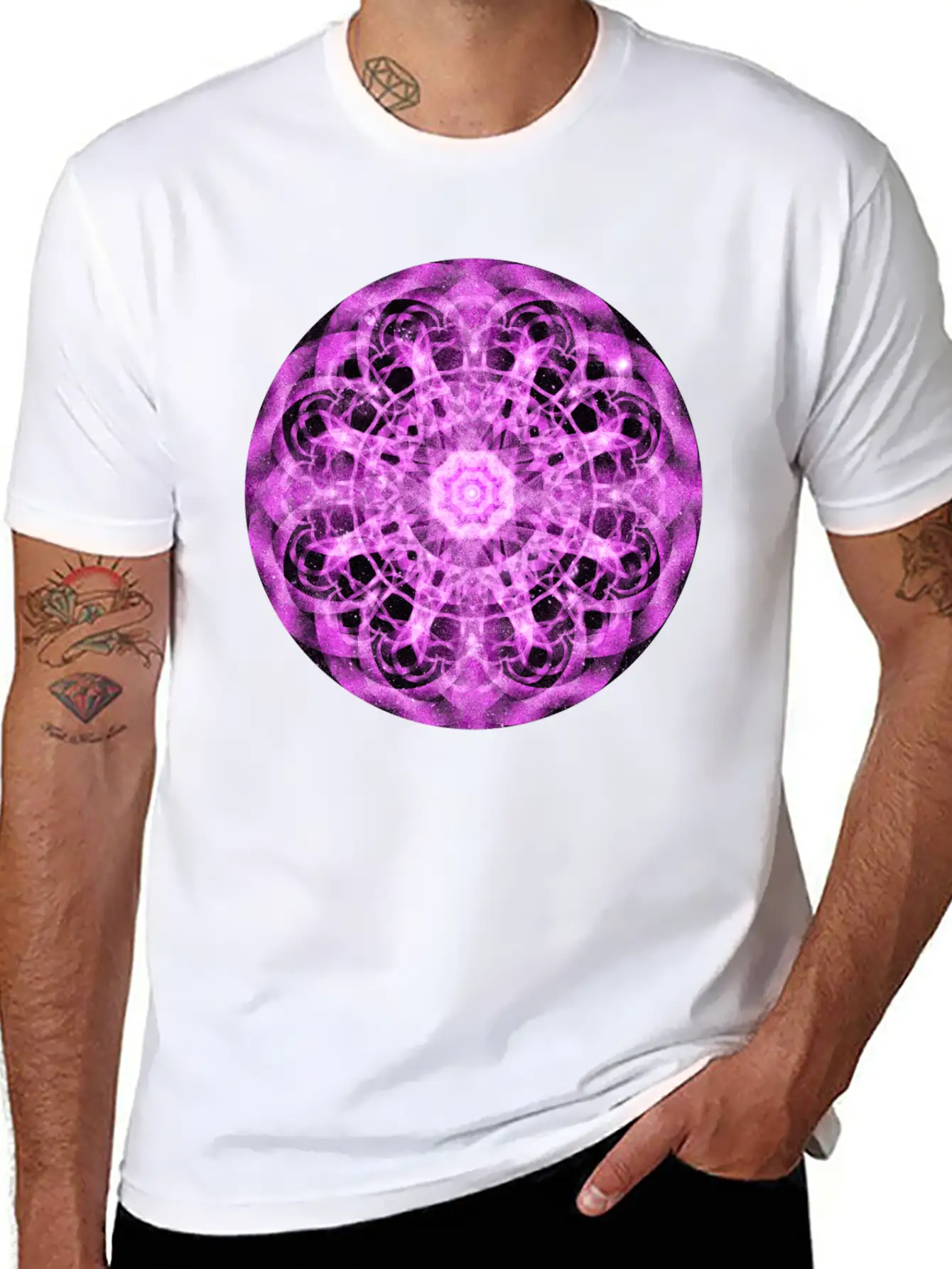 Cosmic Symmetry Mandala Casual Graphic T-Shirt – Simple And Comfortable Daily Wear