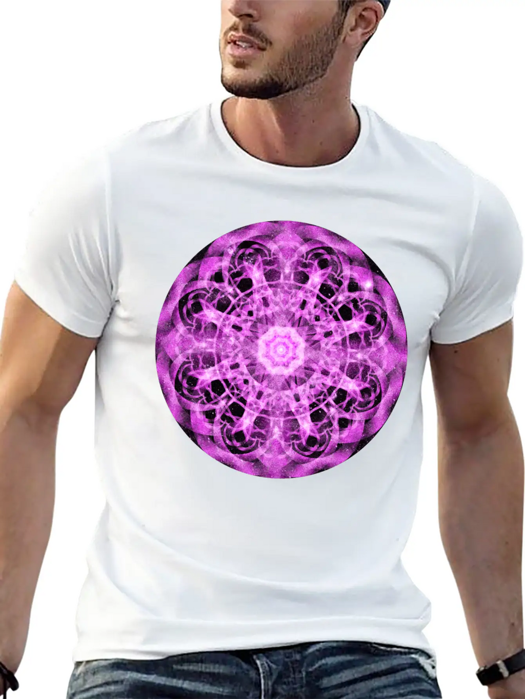 Cosmic Symmetry Mandala Casual Graphic T-Shirt – Simple And Comfortable Daily Wear