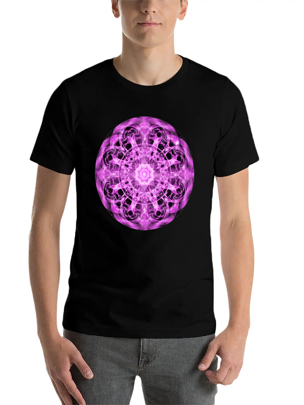 Cosmic Symmetry Mandala Casual Graphic T-Shirt – Simple And Comfortable Daily Wear