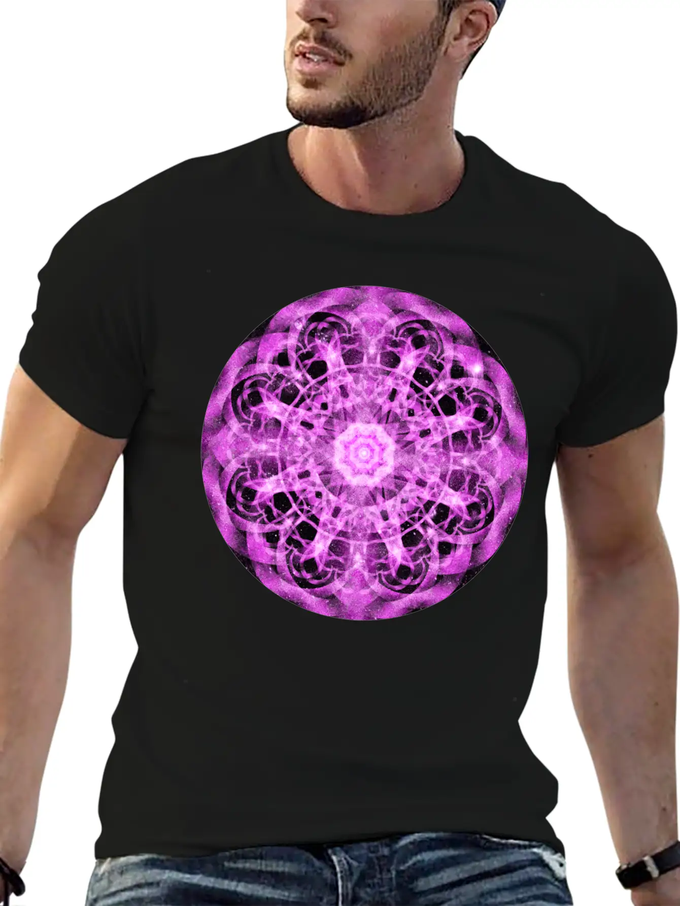 Cosmic Symmetry Mandala Casual Graphic T-Shirt – Simple And Comfortable Daily Wear