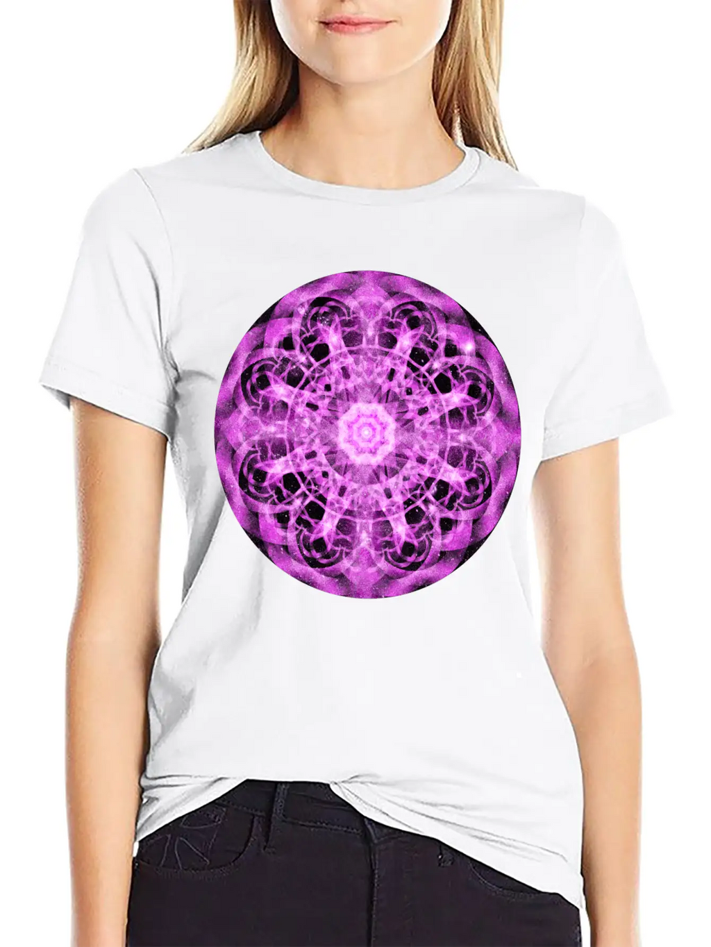 Cosmic Symmetry Mandala Casual Graphic T-Shirt – Simple And Comfortable Daily Wear