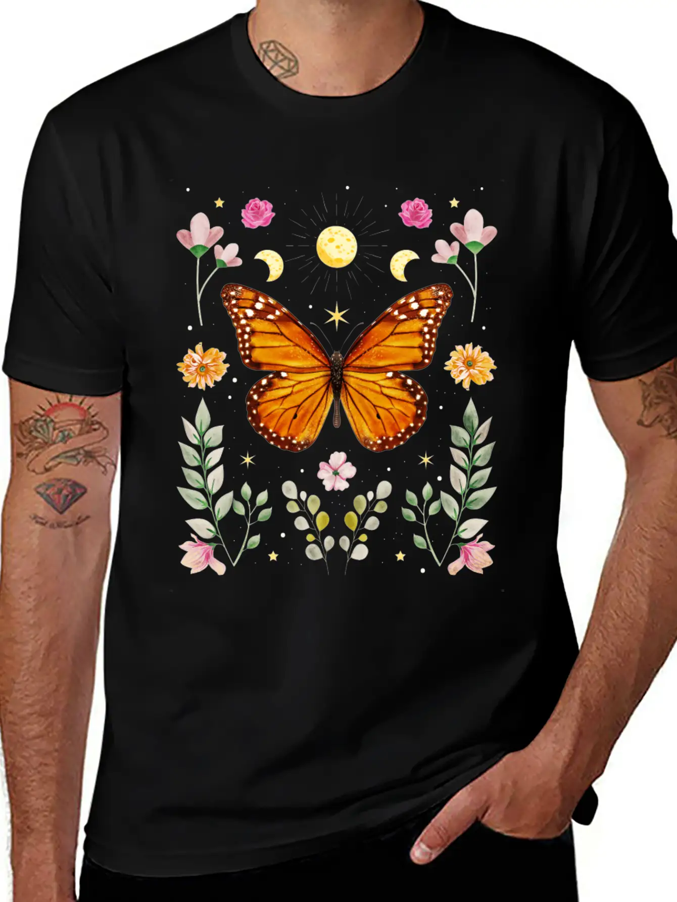 Cottagecore Aesthetic Butterfly Witchy Celestial Casual Graphic T-Shirt – Simple And Comfortable Daily Wear