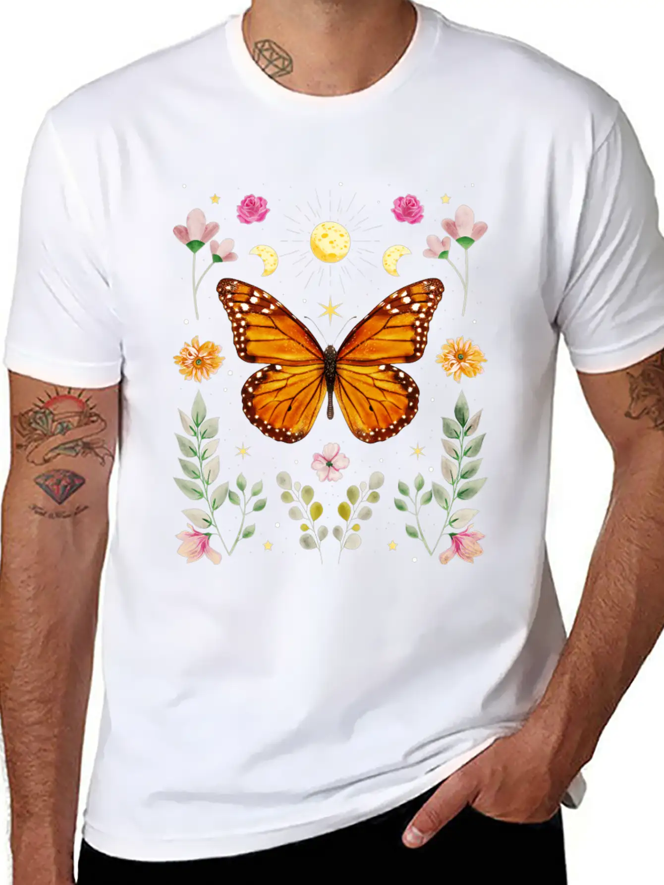 Cottagecore Aesthetic Butterfly Witchy Celestial Casual Graphic T-Shirt – Simple And Comfortable Daily Wear