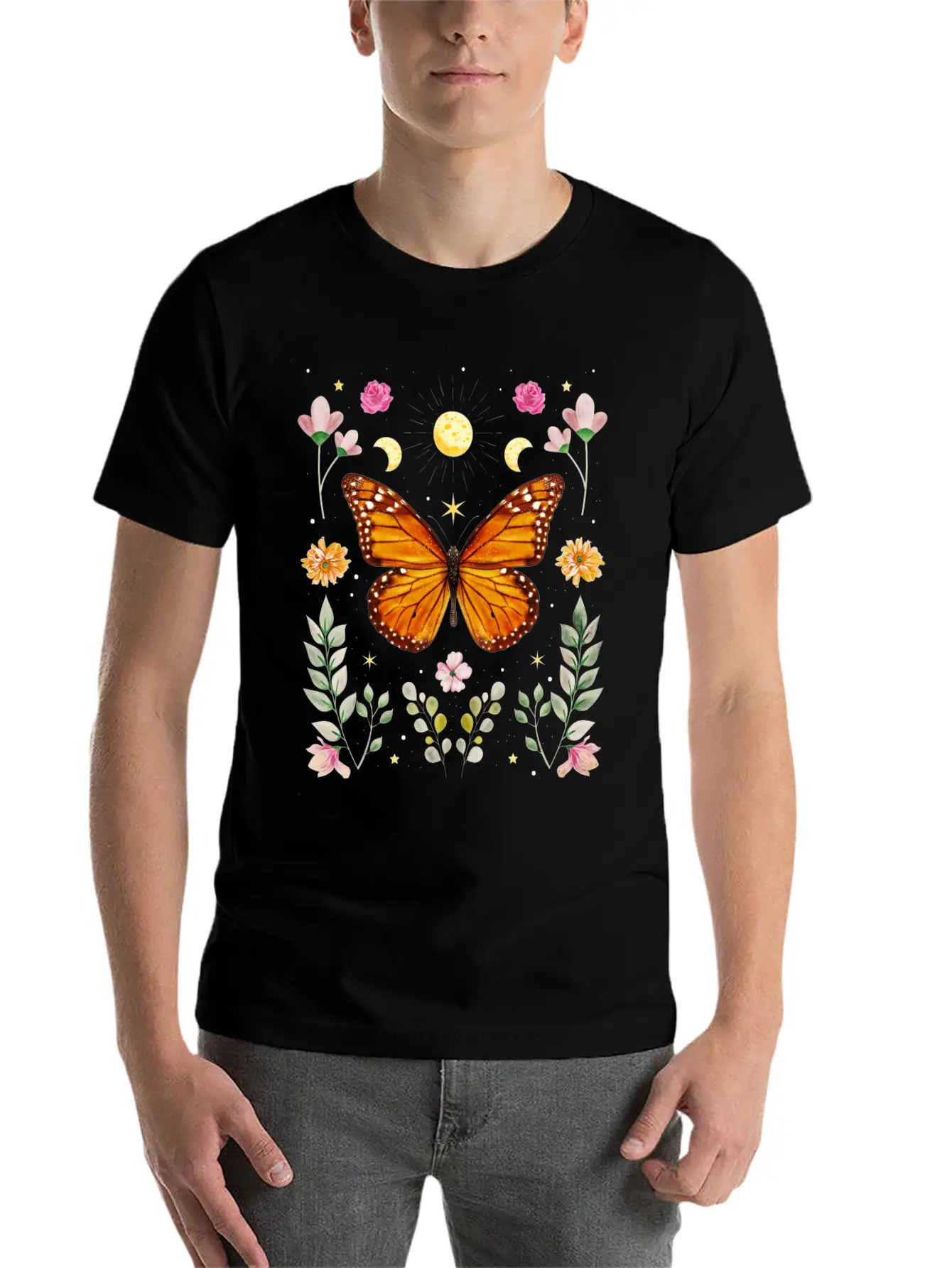 Cottagecore Aesthetic Butterfly Witchy Celestial Casual Graphic T-Shirt – Simple And Comfortable Daily Wear