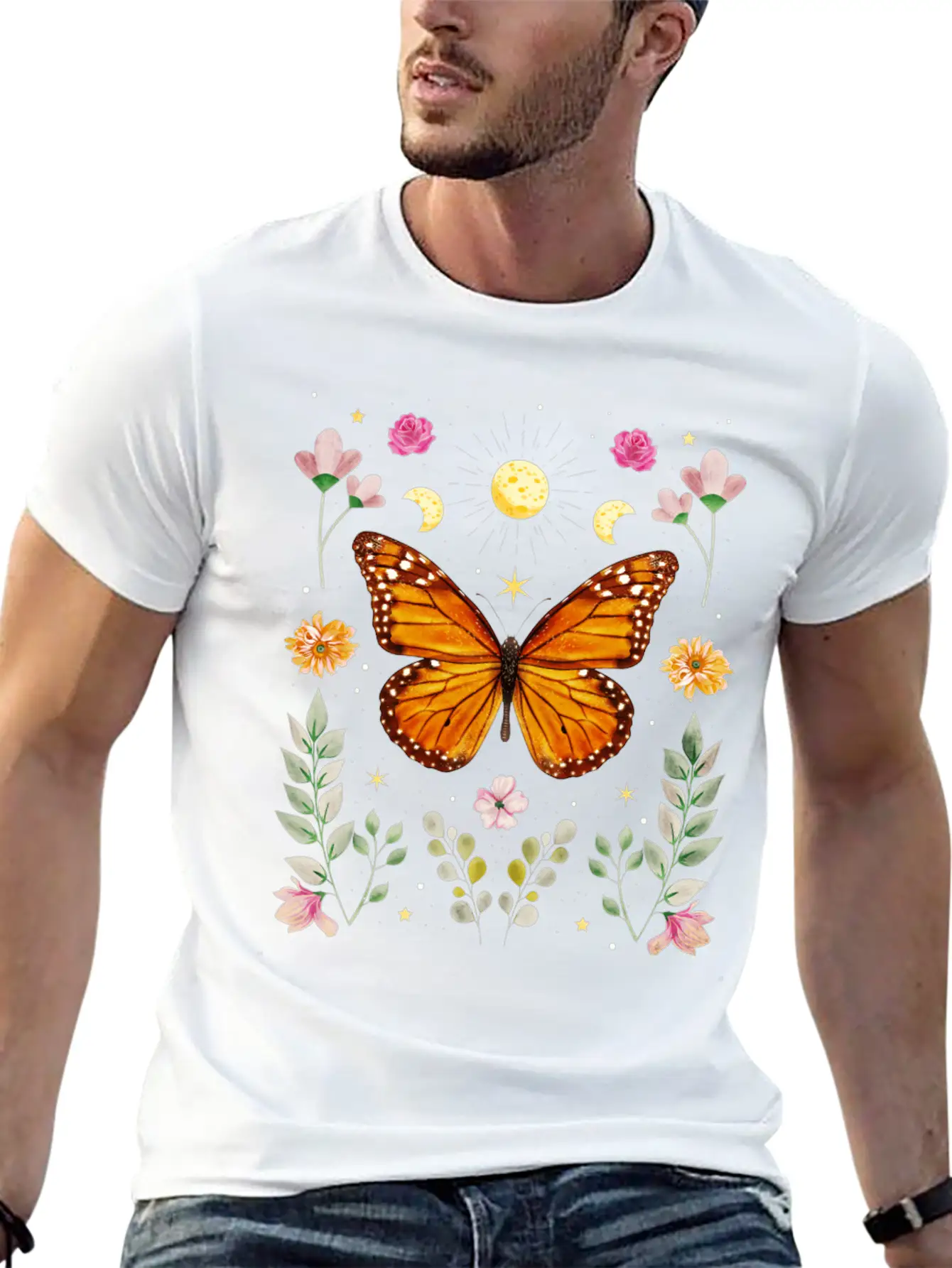 Cottagecore Aesthetic Butterfly Witchy Celestial Casual Graphic T-Shirt – Simple And Comfortable Daily Wear