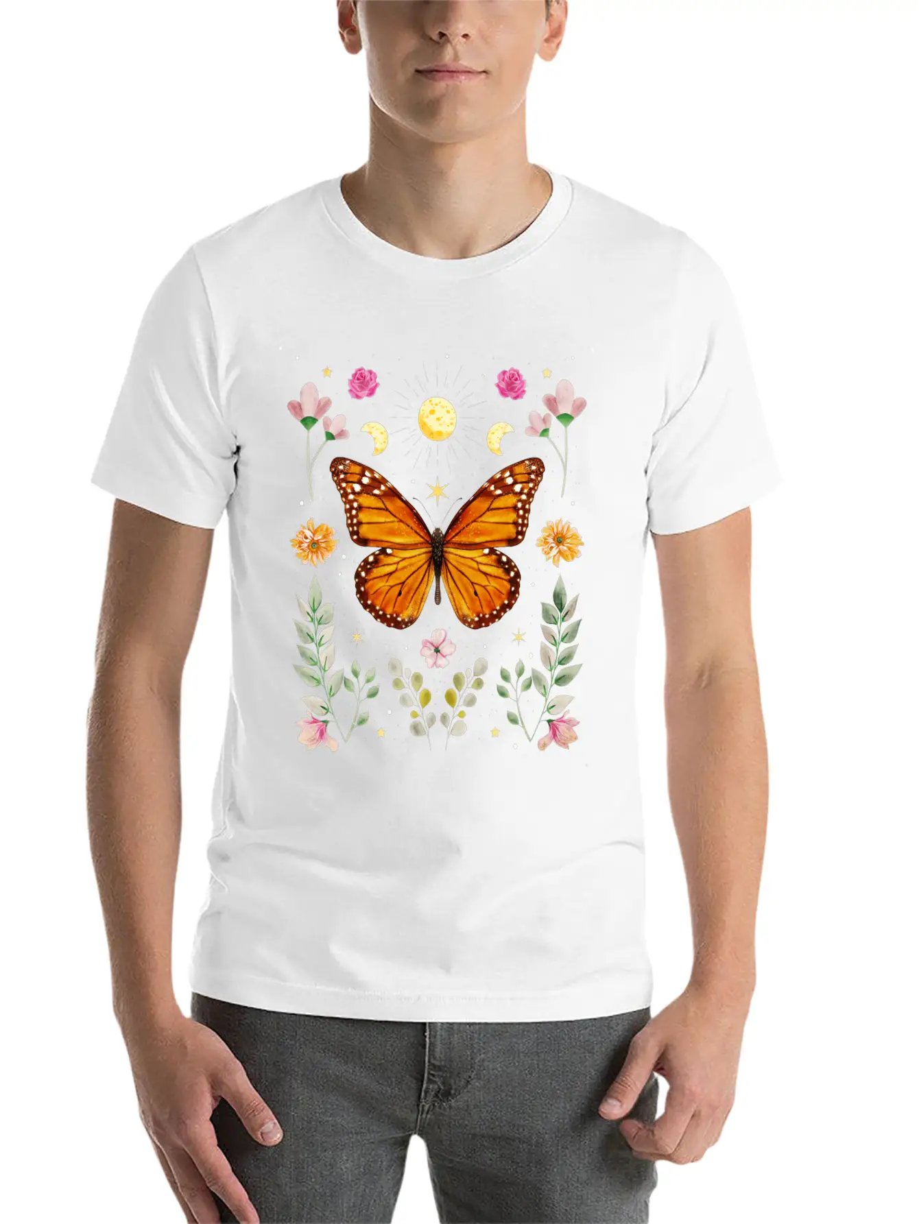 Cottagecore Aesthetic Butterfly Witchy Celestial Casual Graphic T-Shirt – Simple And Comfortable Daily Wear