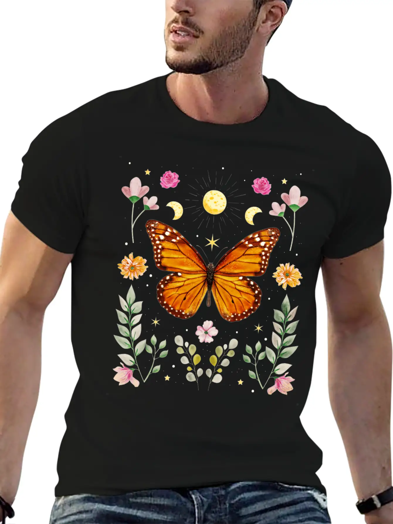 Cottagecore Aesthetic Butterfly Witchy Celestial Casual Graphic T-Shirt – Simple And Comfortable Daily Wear
