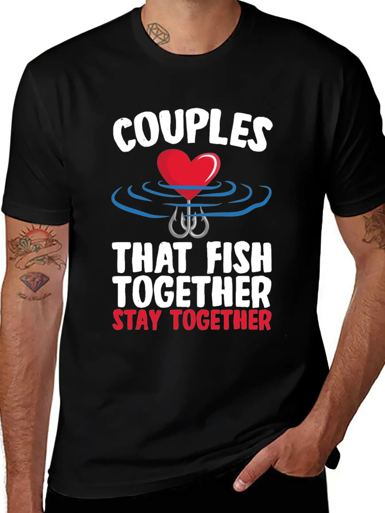 Couple That Fish Together Fishing Essential Cotton Tee For Daily Outfits – Unisex Style