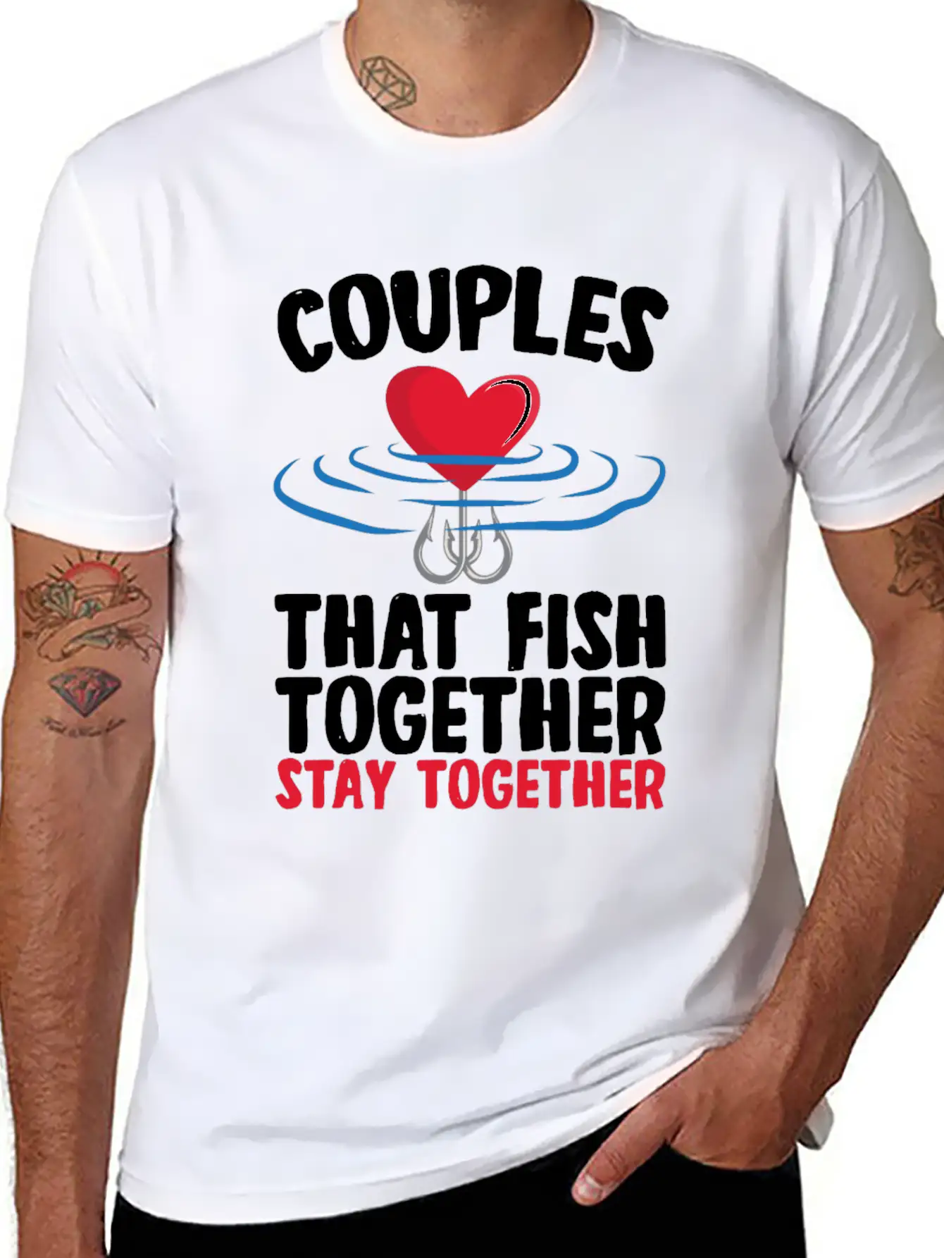 Couple That Fish Together Fishing Essential Cotton Tee For Daily Outfits – Unisex Style