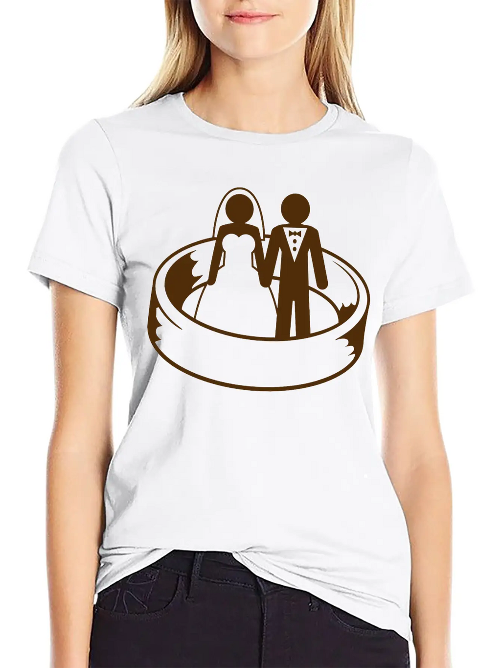 Couple Wedding Ring Dress Team Round Circle Marry Essential Cotton Tee For Daily Outfits – Unisex Style