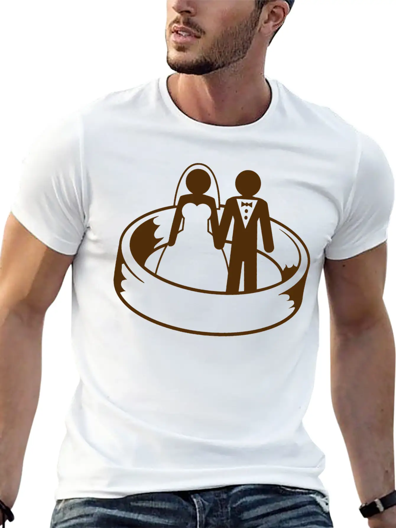 Couple Wedding Ring Dress Team Round Circle Marry Essential Cotton Tee For Daily Outfits – Unisex Style
