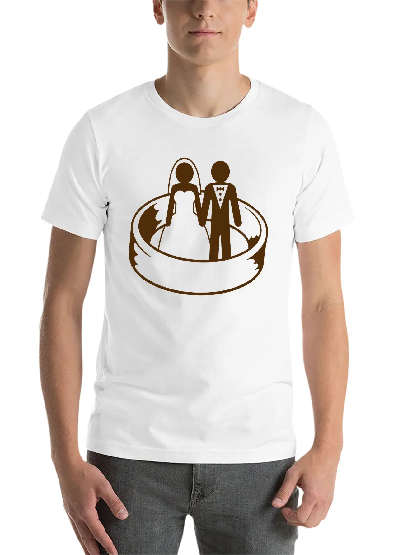 Couple Wedding Ring Dress Team Round Circle Marry Essential Cotton Tee For Daily Outfits – Unisex Style