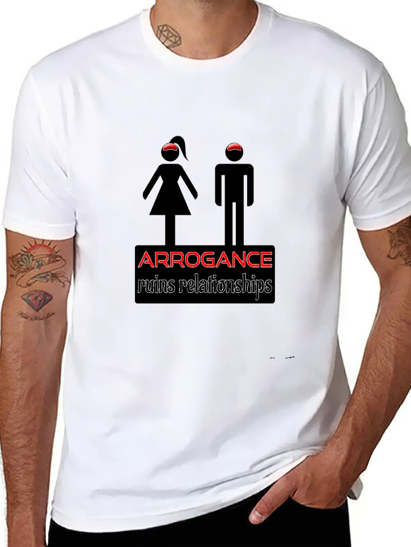 Couples-arrogance-wht Classic Fit Graphic Tee For Daily Comfort – Unisex Cotton Shirt