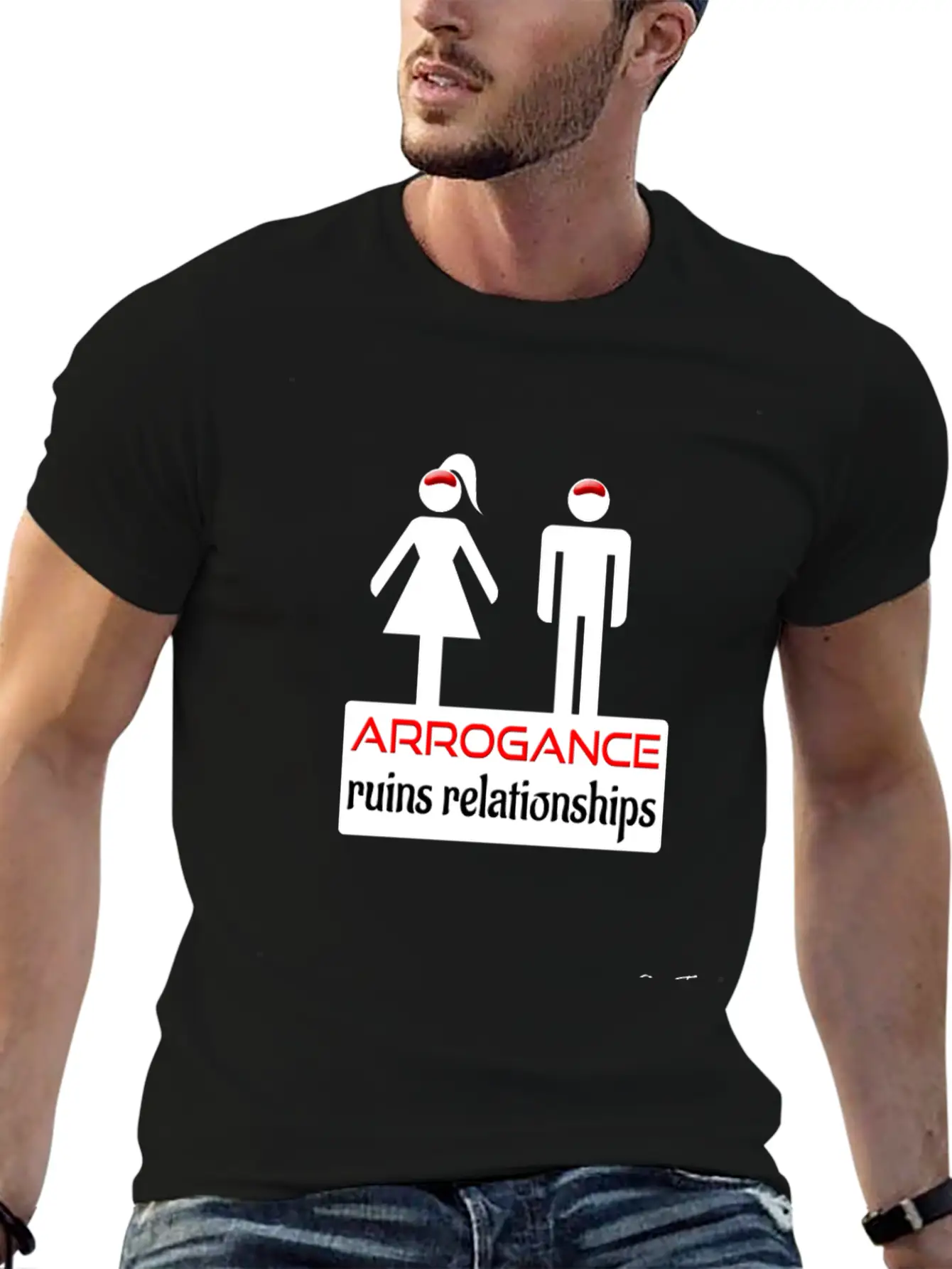 Couples-arrogance-wht Classic Fit Graphic Tee For Daily Comfort – Unisex Cotton Shirt