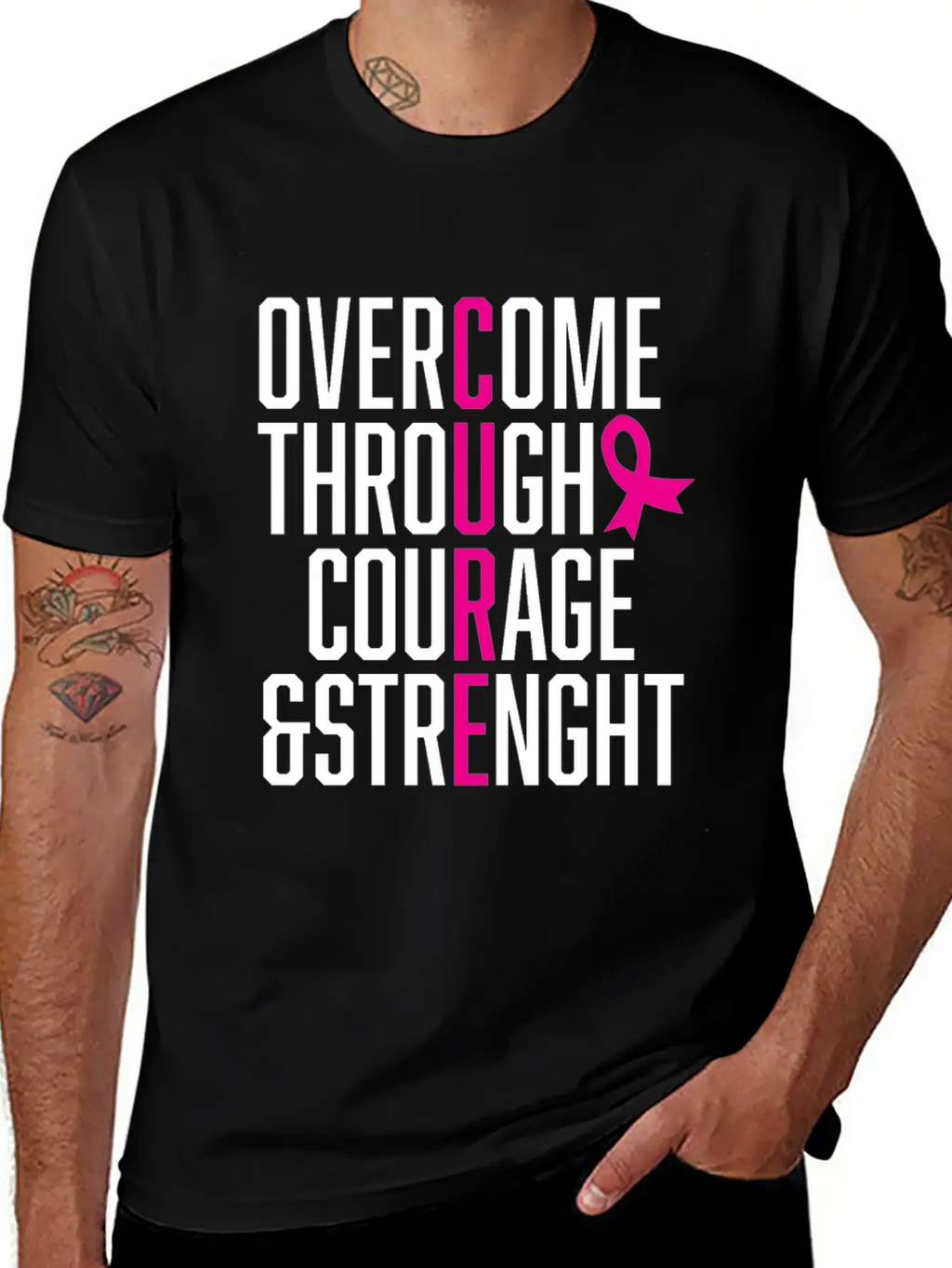 Courage And Strength Cancer Awareness Gift Unisex Casual T-Shirt – Clean Design For Daily Comfort