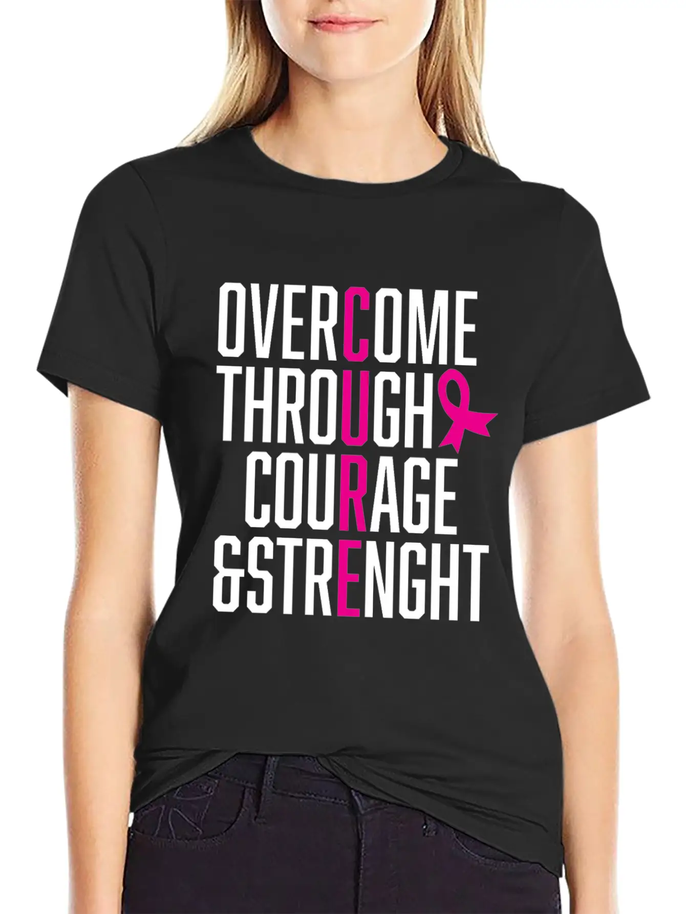 Courage And Strength Cancer Awareness Gift Unisex Casual T-Shirt – Clean Design For Daily Comfort