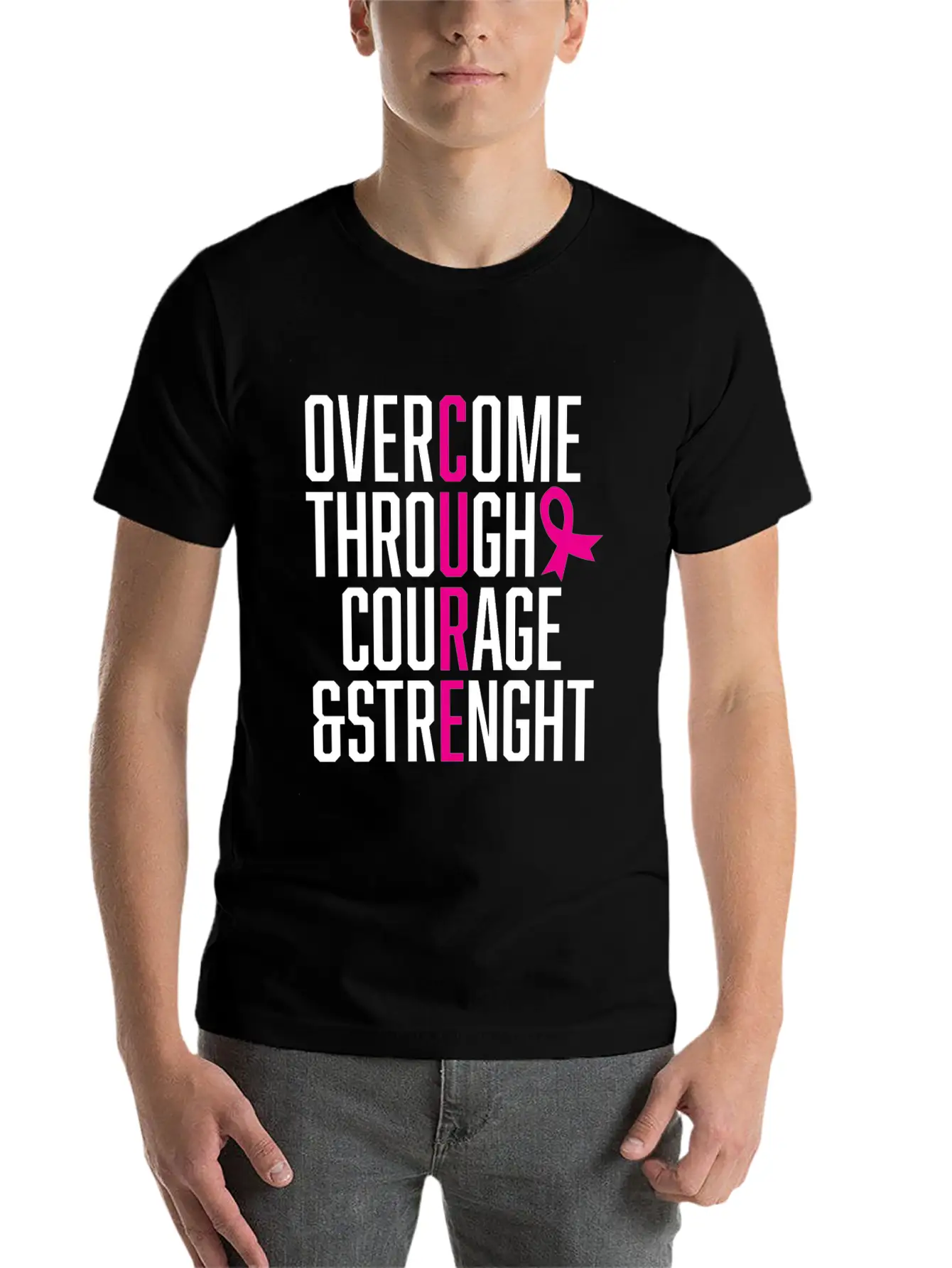 Courage And Strength Cancer Awareness Gift Unisex Casual T-Shirt – Clean Design For Daily Comfort