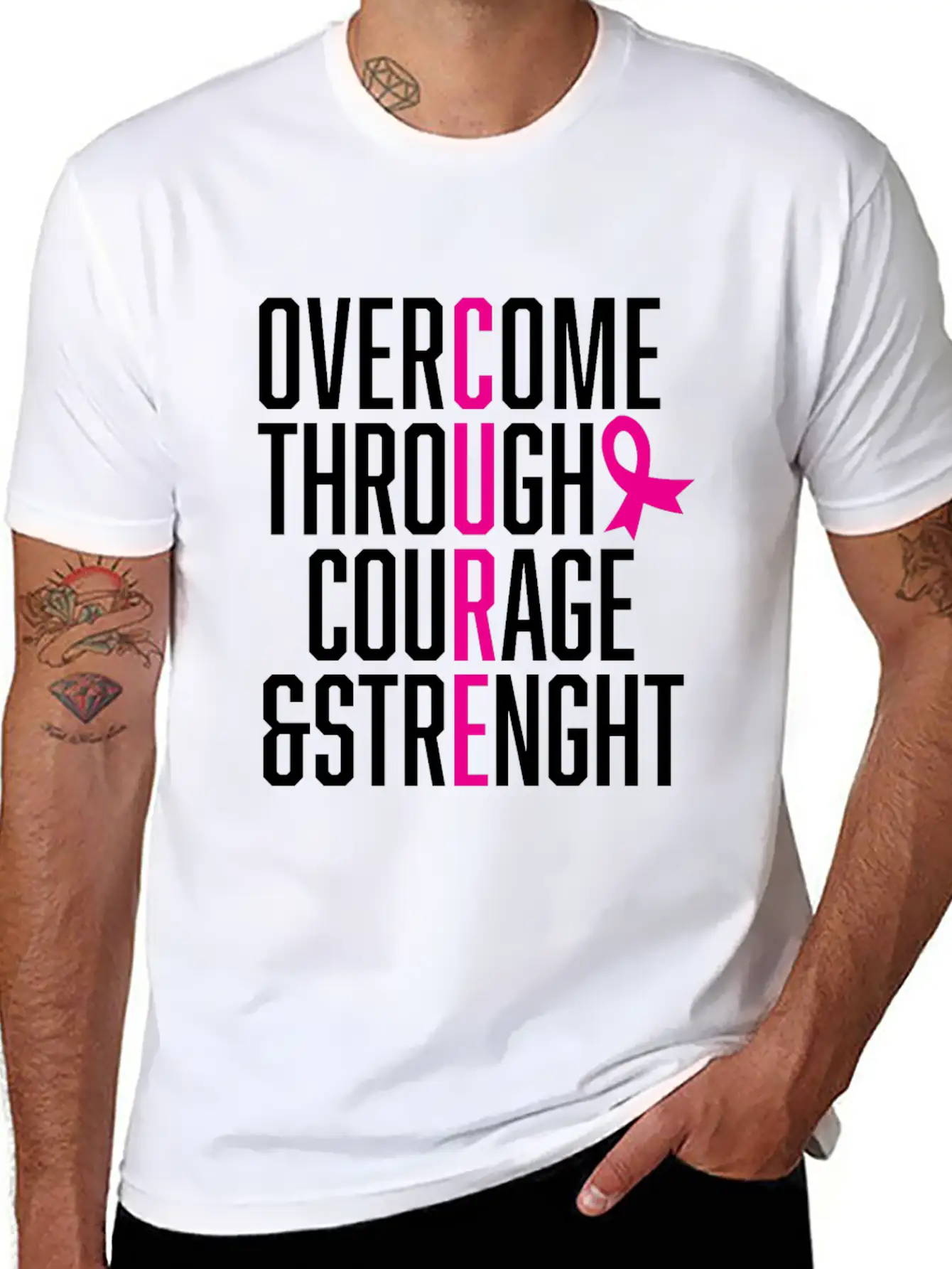 Courage And Strength Cancer Awareness Gift Unisex Casual T-Shirt – Clean Design For Daily Comfort