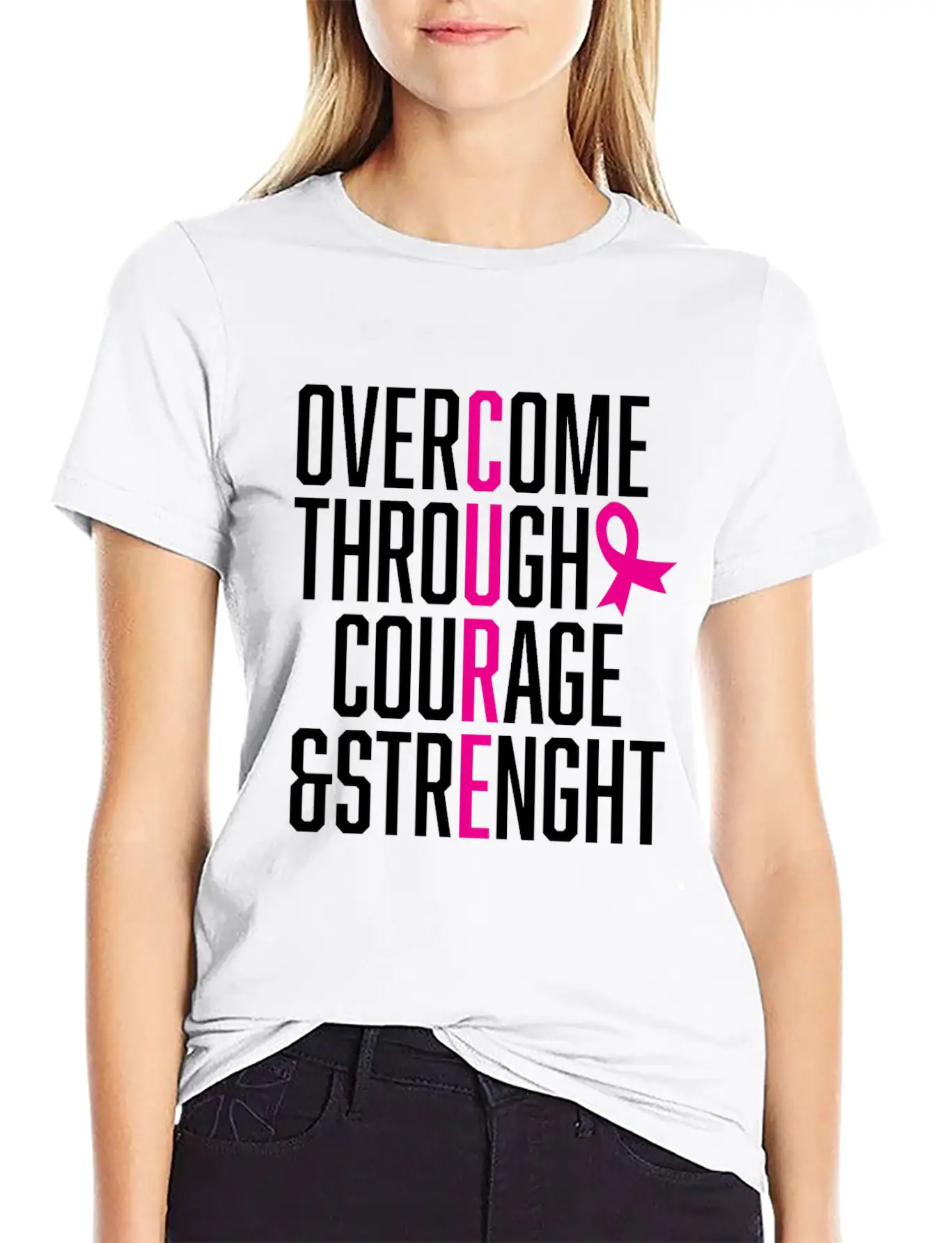 Courage And Strength Cancer Awareness Gift Unisex Casual T-Shirt – Clean Design For Daily Comfort