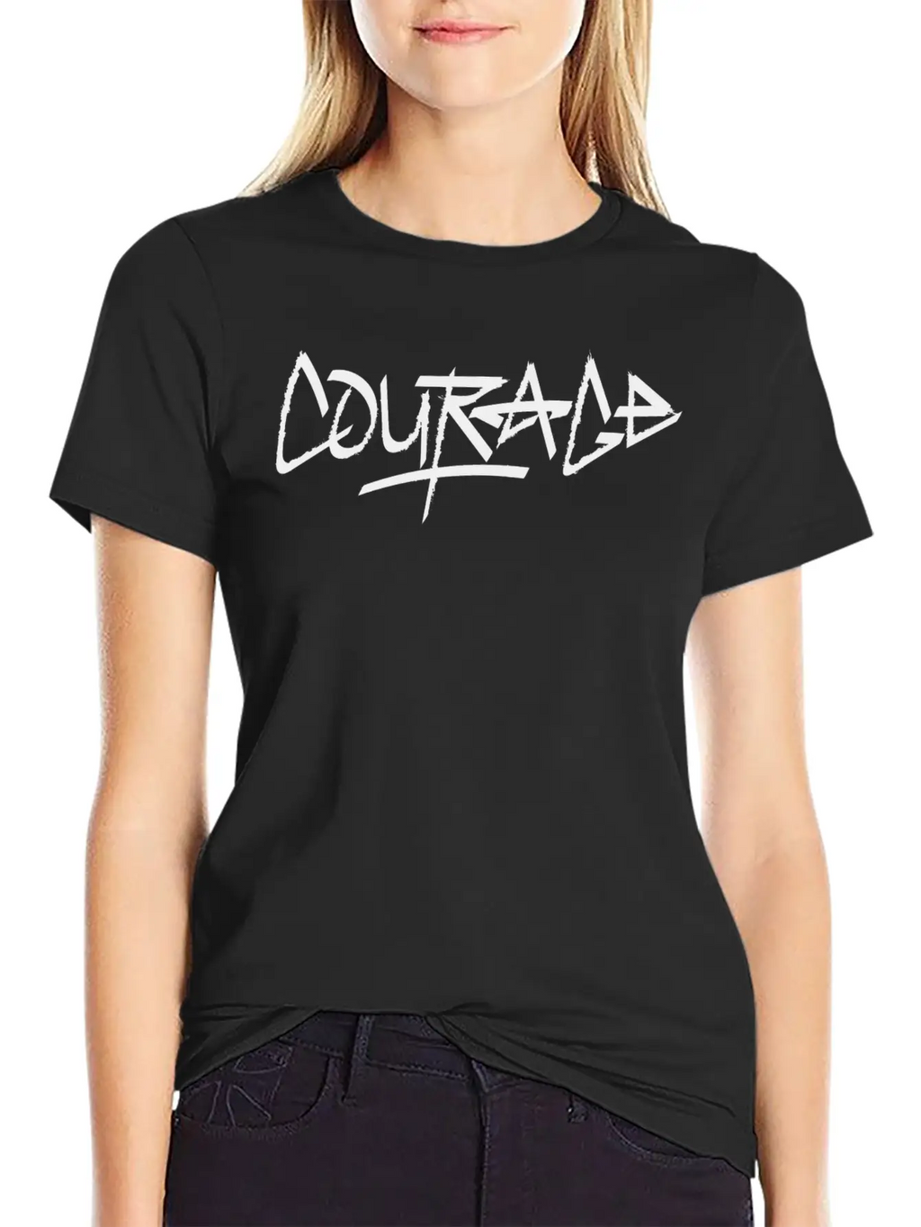 Courage (black Version) Essential Cotton Tee For Daily Outfits – Unisex Style