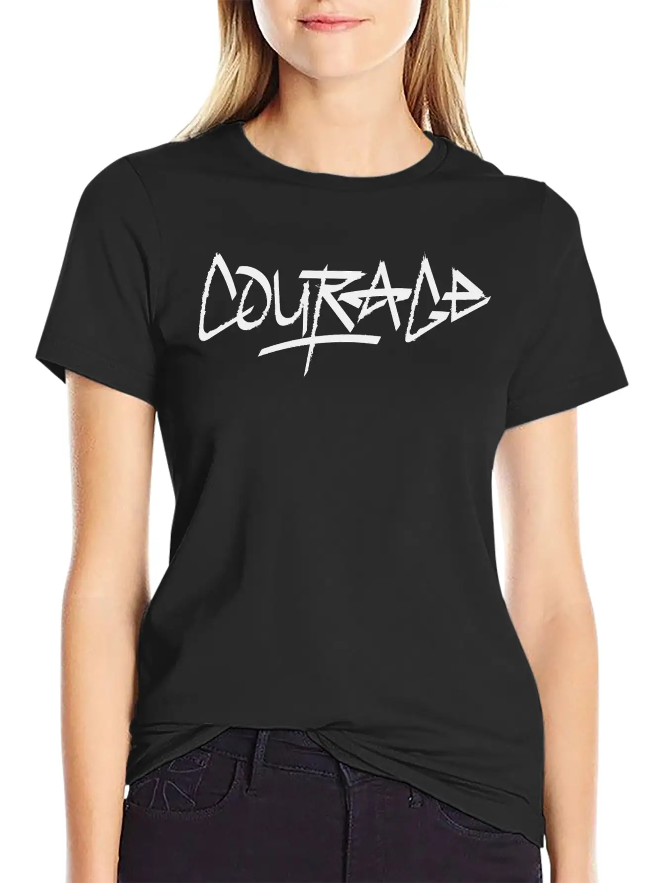 Courage (black Version) Essential Cotton Tee For Daily Outfits – Unisex Style