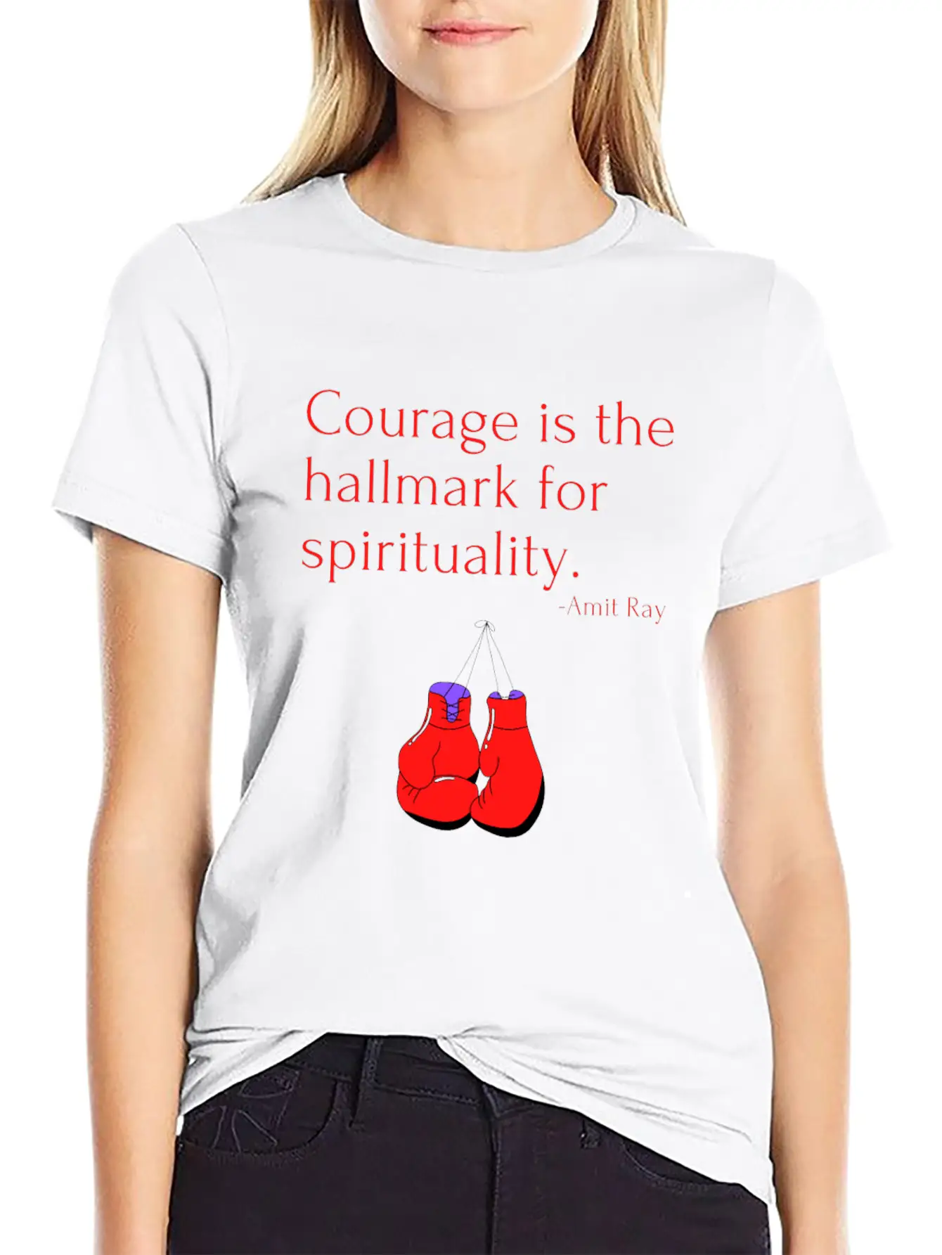Courage Is The Hallmark For Spirituality Amit Ray Casual Graphic T-Shirt – Simple And Comfortable Daily Wear