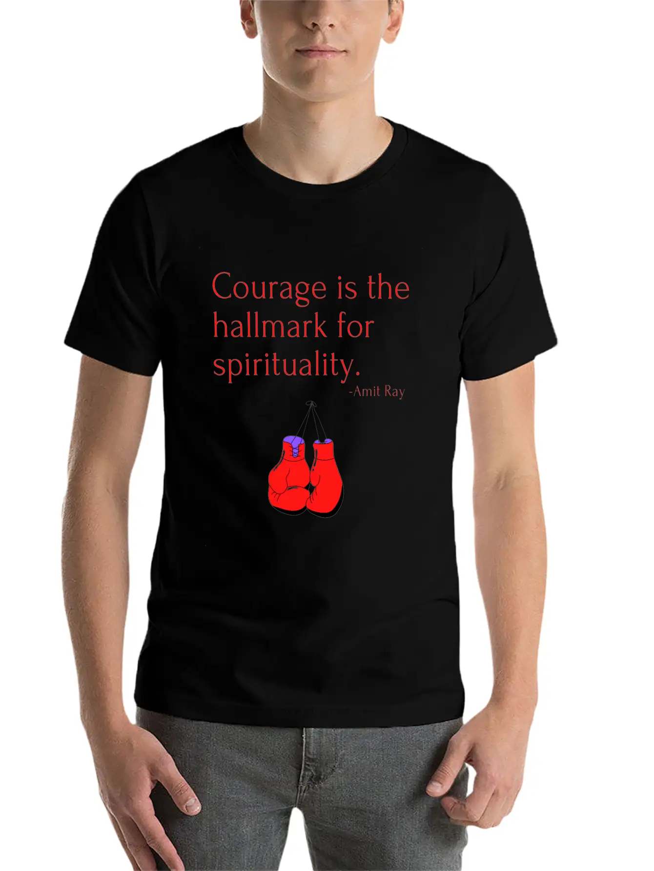 Courage Is The Hallmark For Spirituality Amit Ray Casual Graphic T-Shirt – Simple And Comfortable Daily Wear
